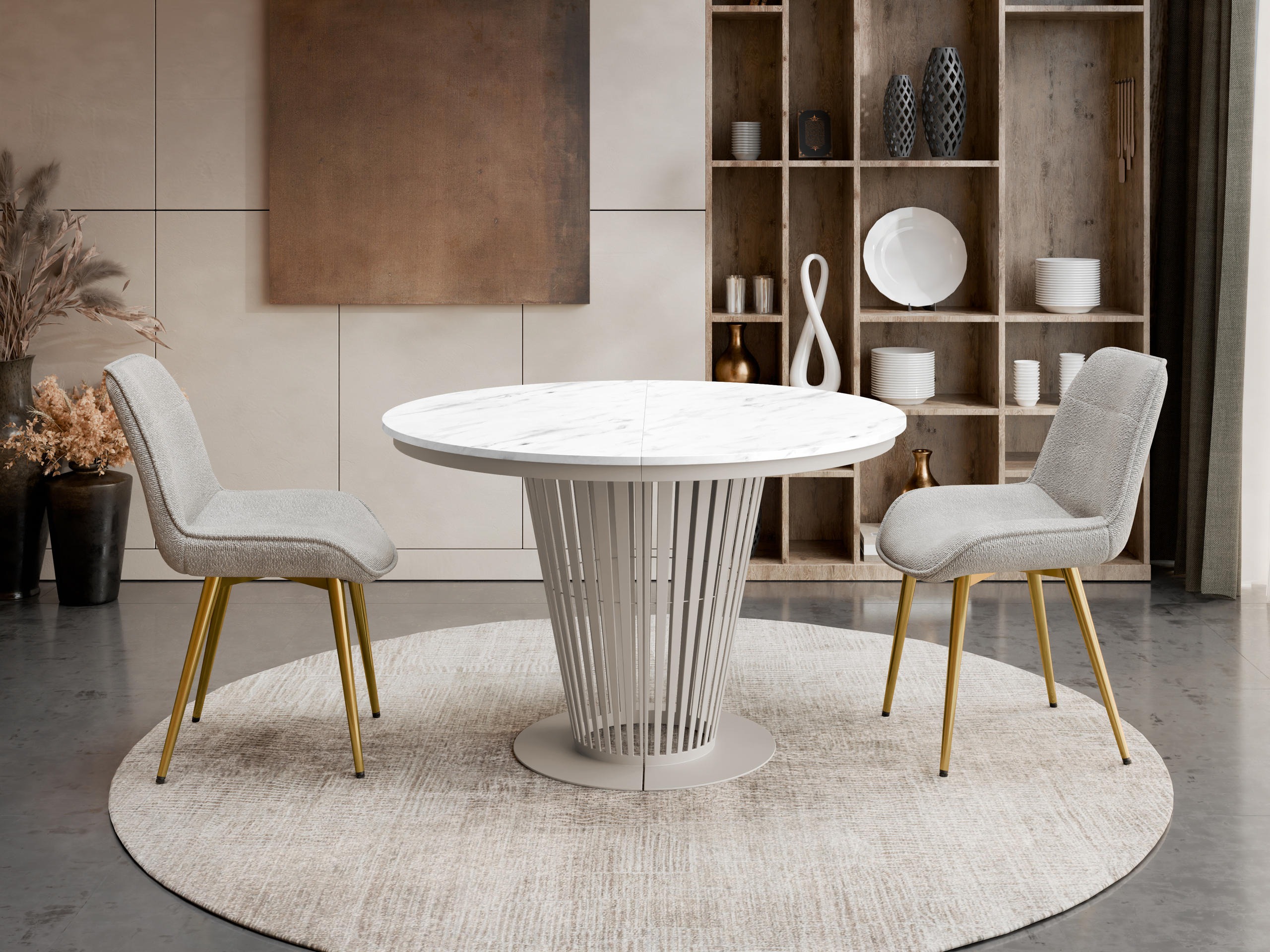 Table Oswego 181 (Cachemire + Marbre blanc)