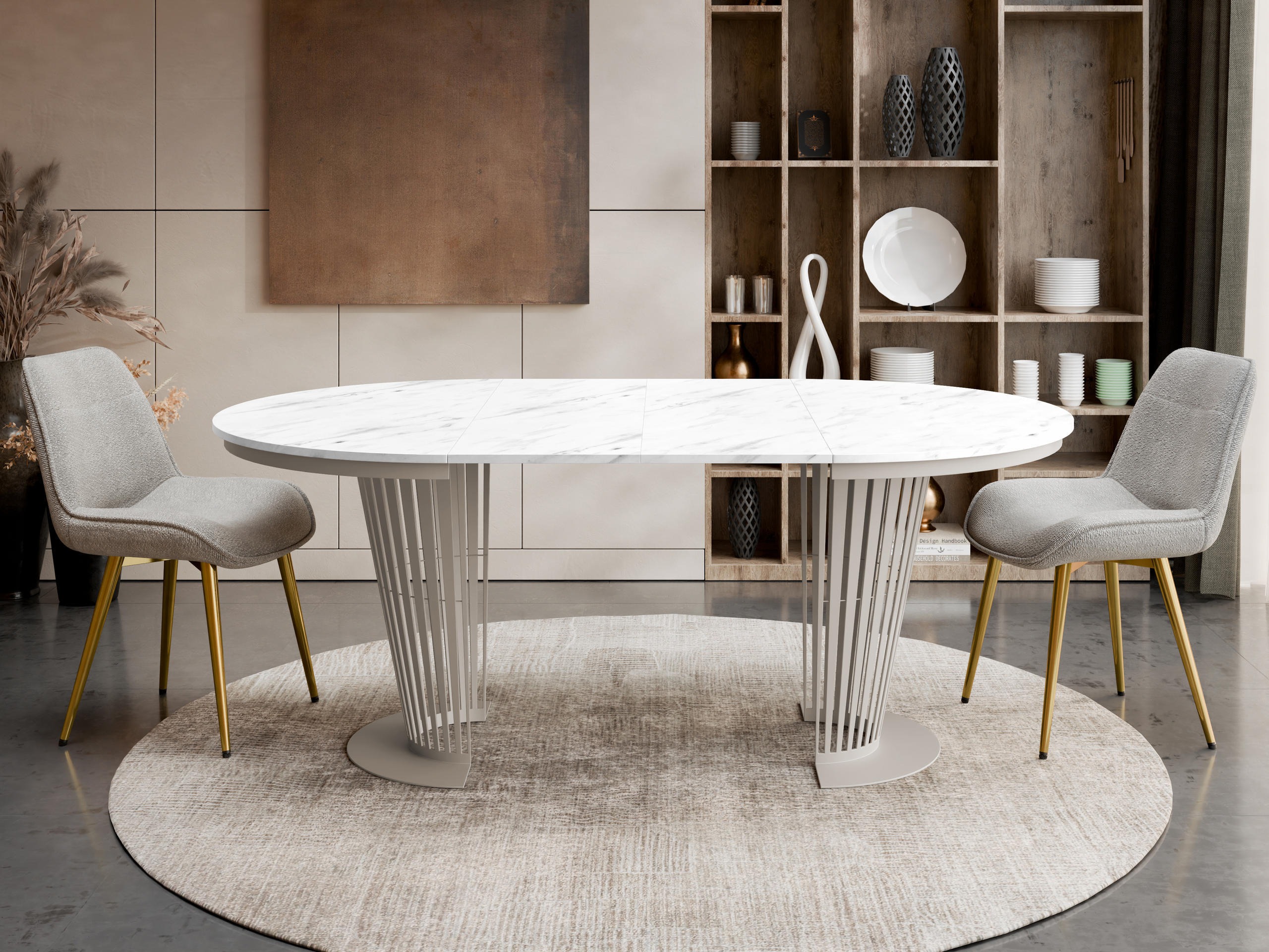 Table Oswego 181 (Cachemire + Marbre blanc)