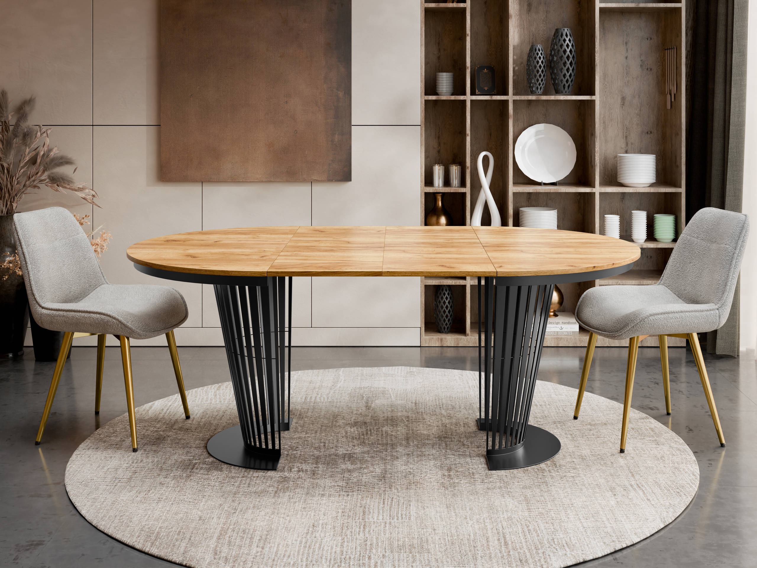 Table Oswego 181 (Noir + Craft chêne)