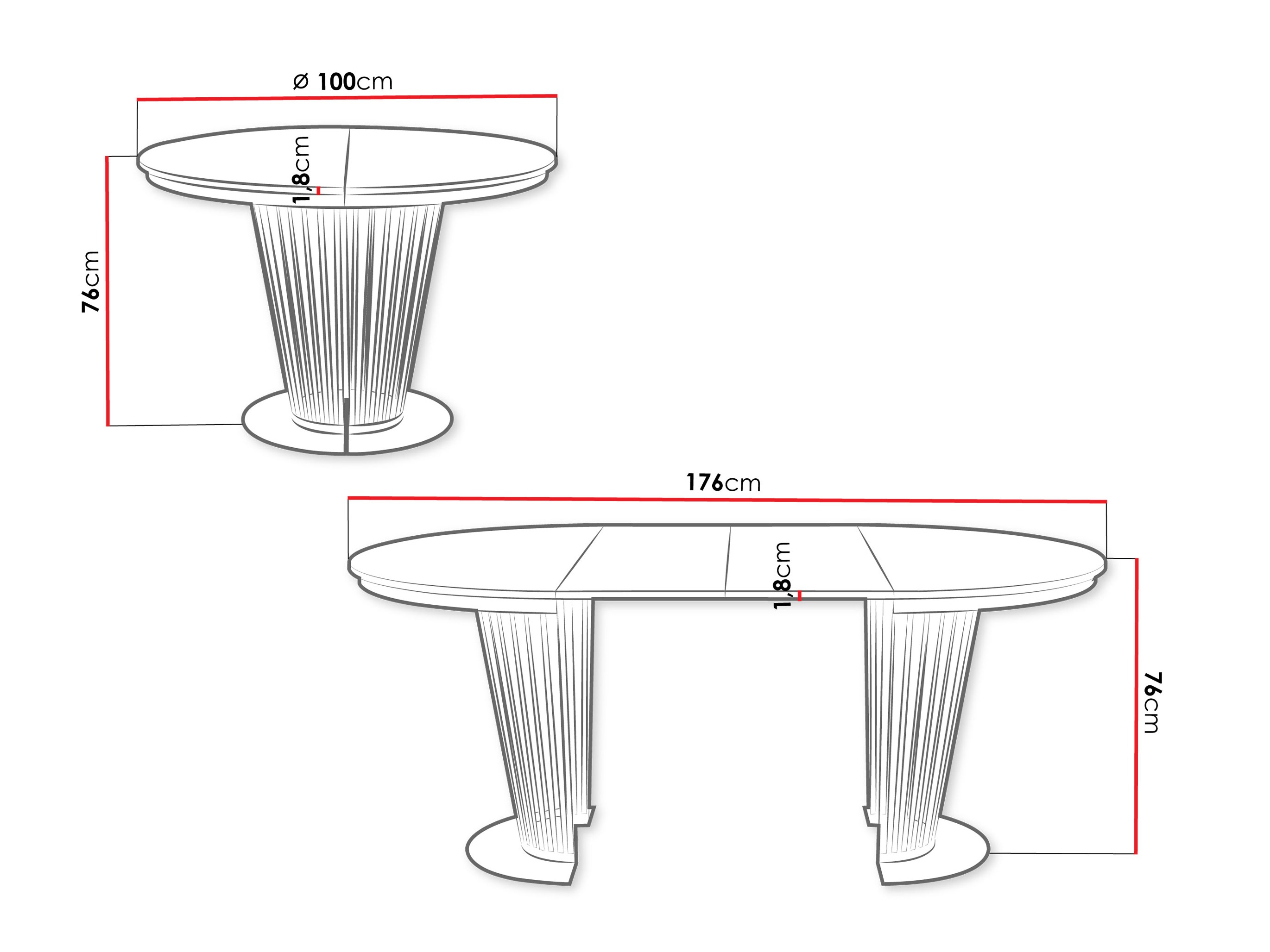 Table Oswego 181 (Noir + Craft chêne)