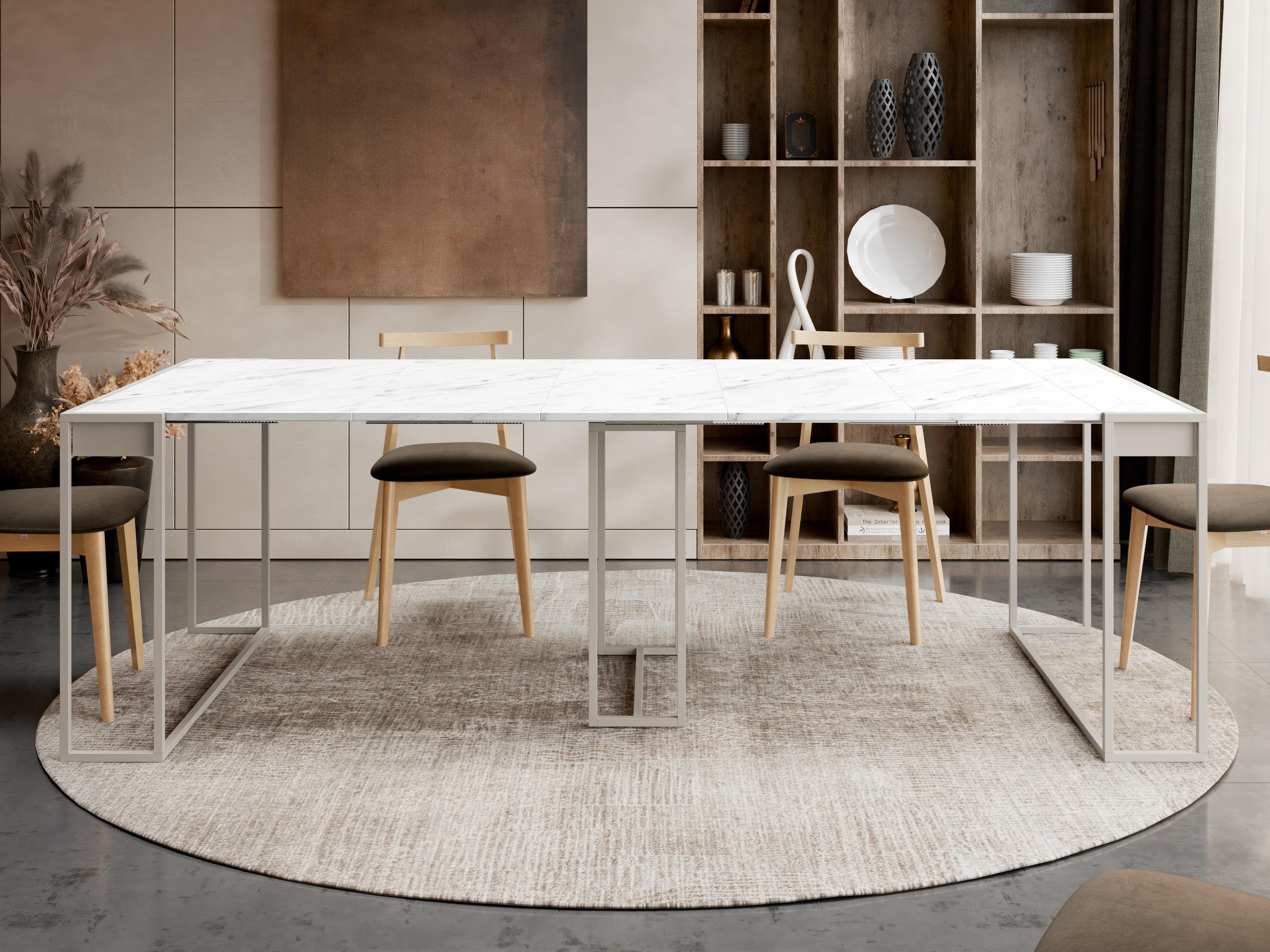 Table pliante Oswego 180 (Marbre blanc + Cachemire)