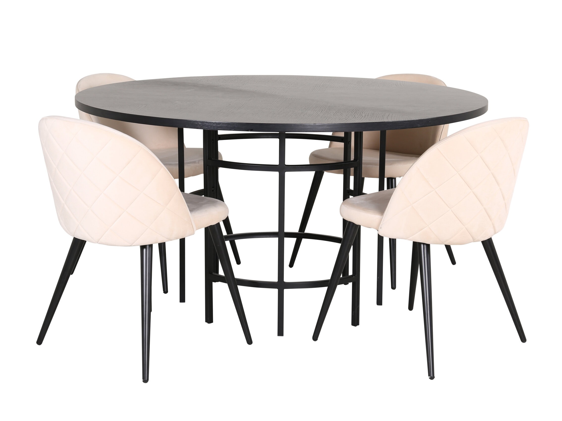 Salle à manger complète Dallas 2386 (Noir + Crème)