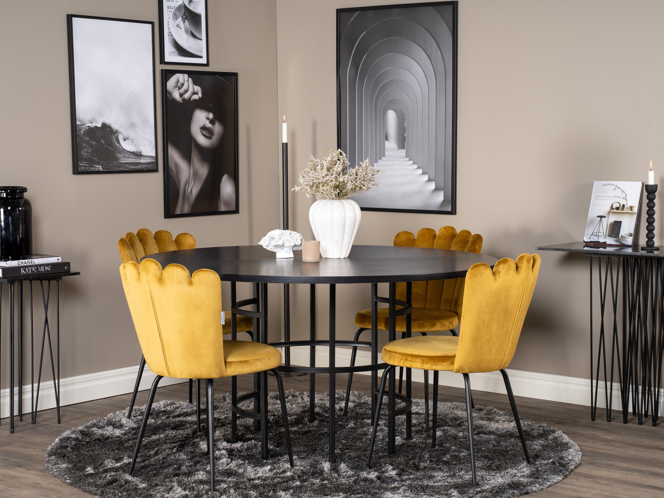 Salle à manger complète Dallas 316 (Jaune + Noir)