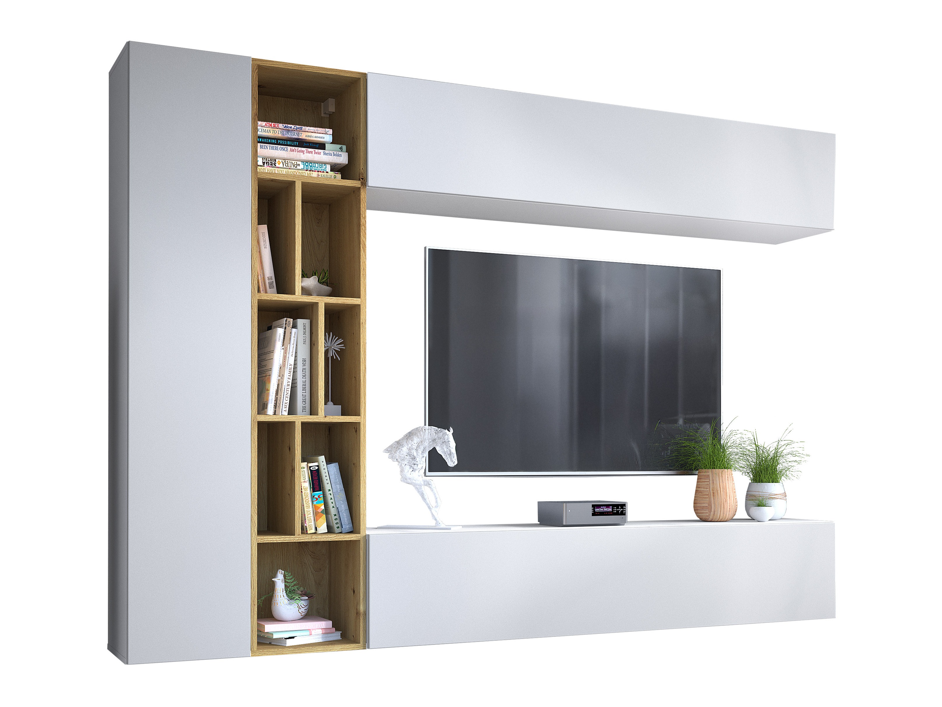 Ensemble de salon Comfivo Natura (Blanc + Chêne Artisan)