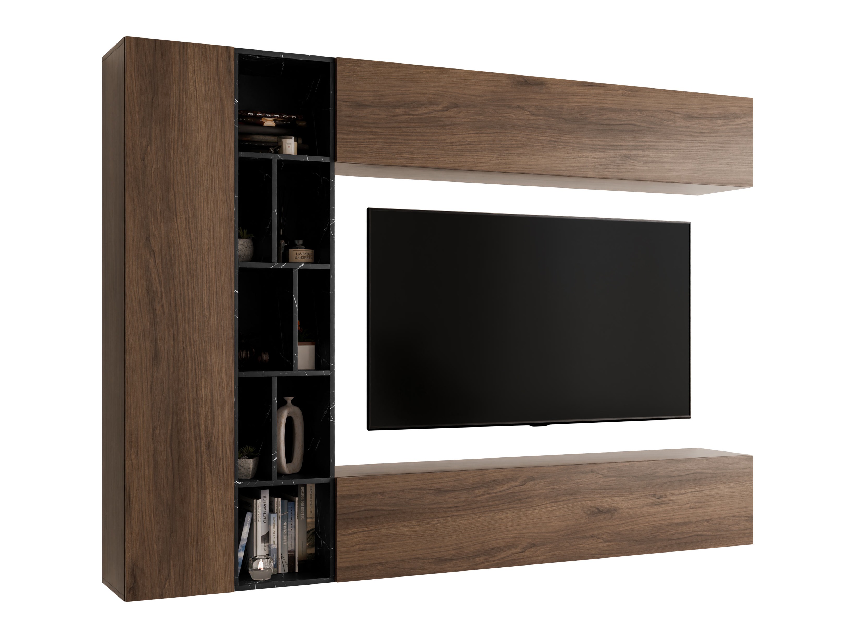Ensemble de salon Comfivo Natura (Noyer + Marbre noir)