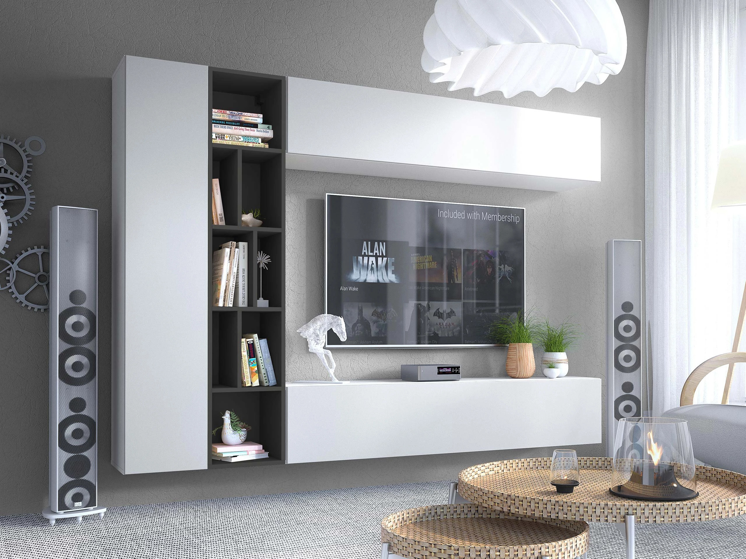 Ensemble de salon Comfivo Natura (Blanc + Graphite)