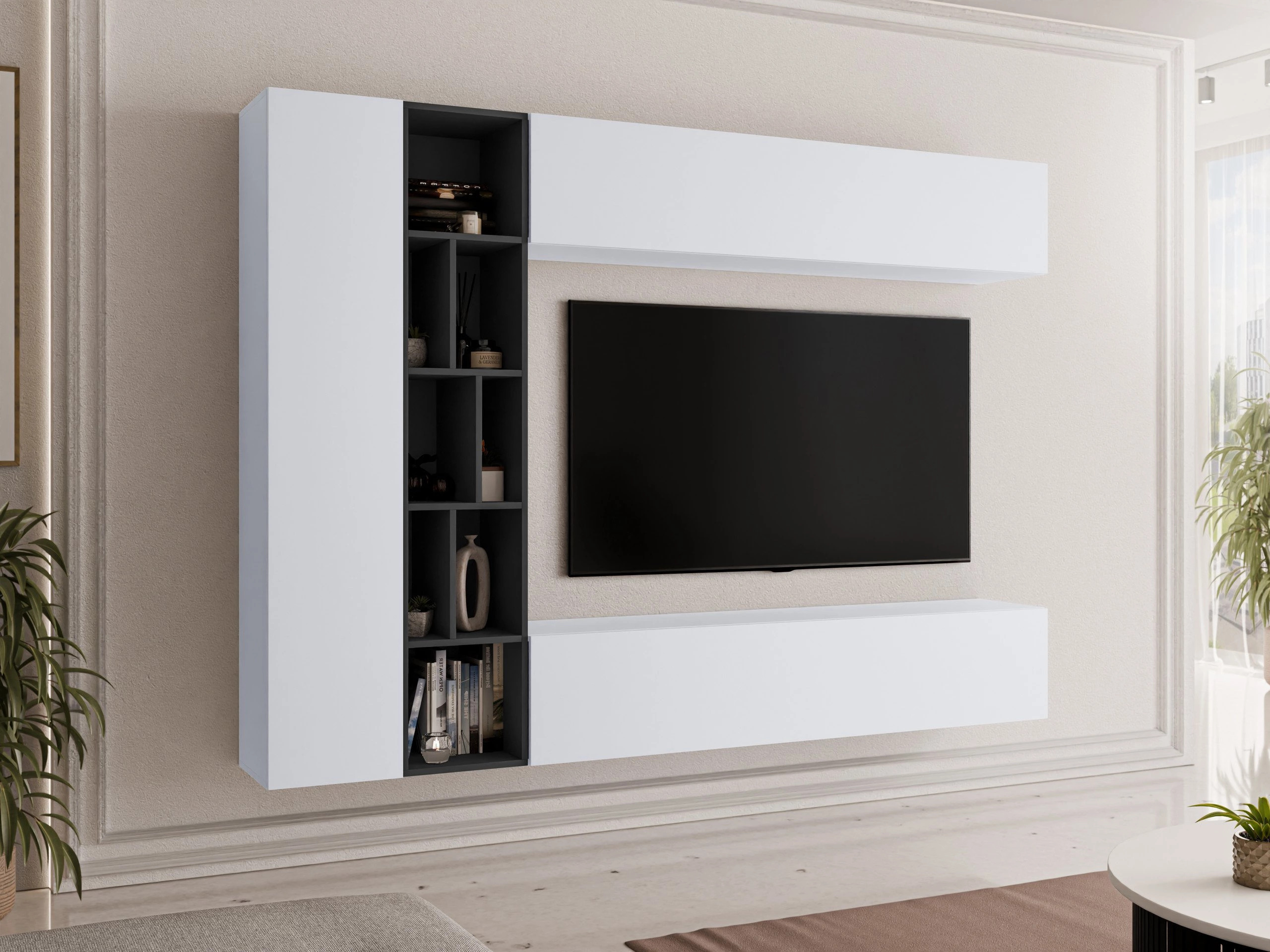 Ensemble de salon Comfivo Natura (Blanc + Graphite)
