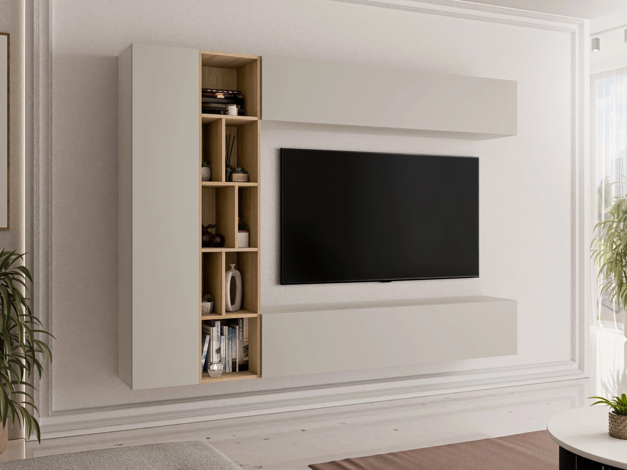 Ensemble de salon Comfivo Natura (Cachemire + Chêne Artisan)