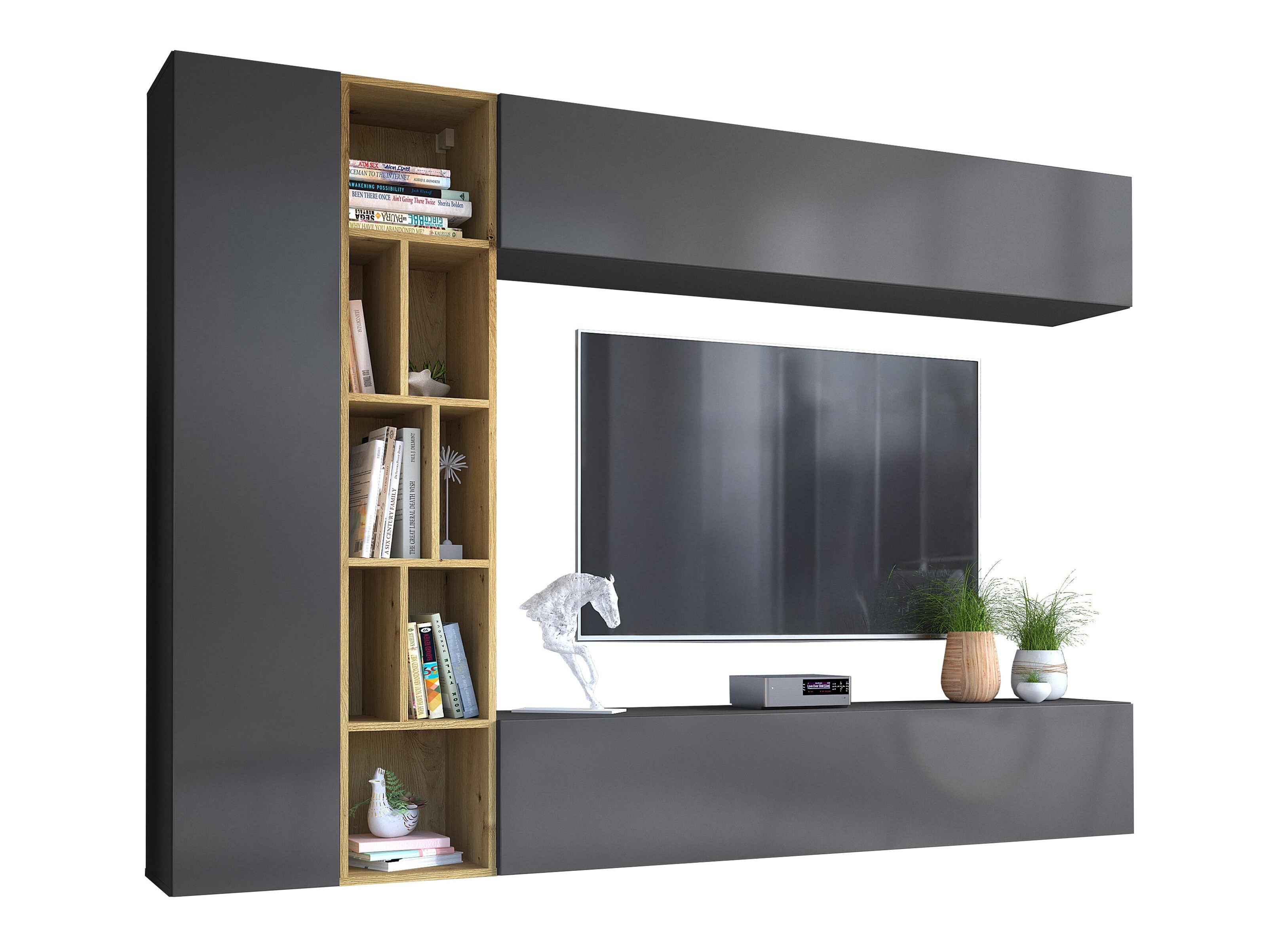 Ensemble de salon Comfivo Natura (Gris + Chêne Artisan)