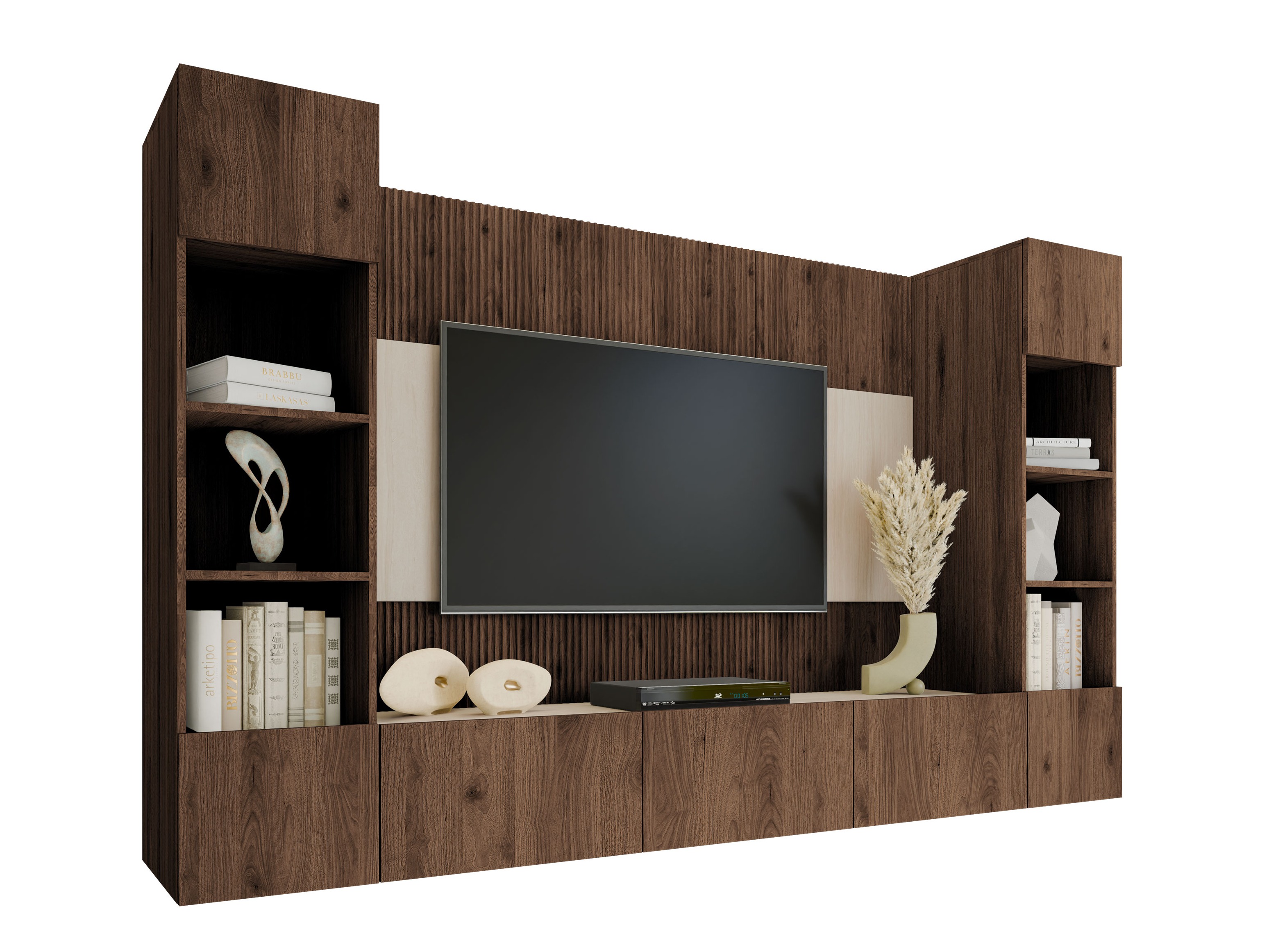 Ensemble de salon Comfivo Salix I (Noyer + Clair Travertine)