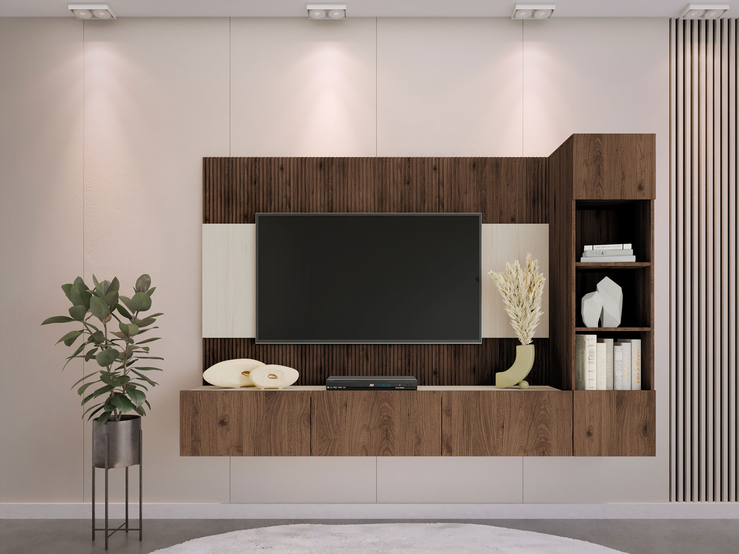 Ensemble de salon Comfivo Salix II (Noyer + Clair traverine)