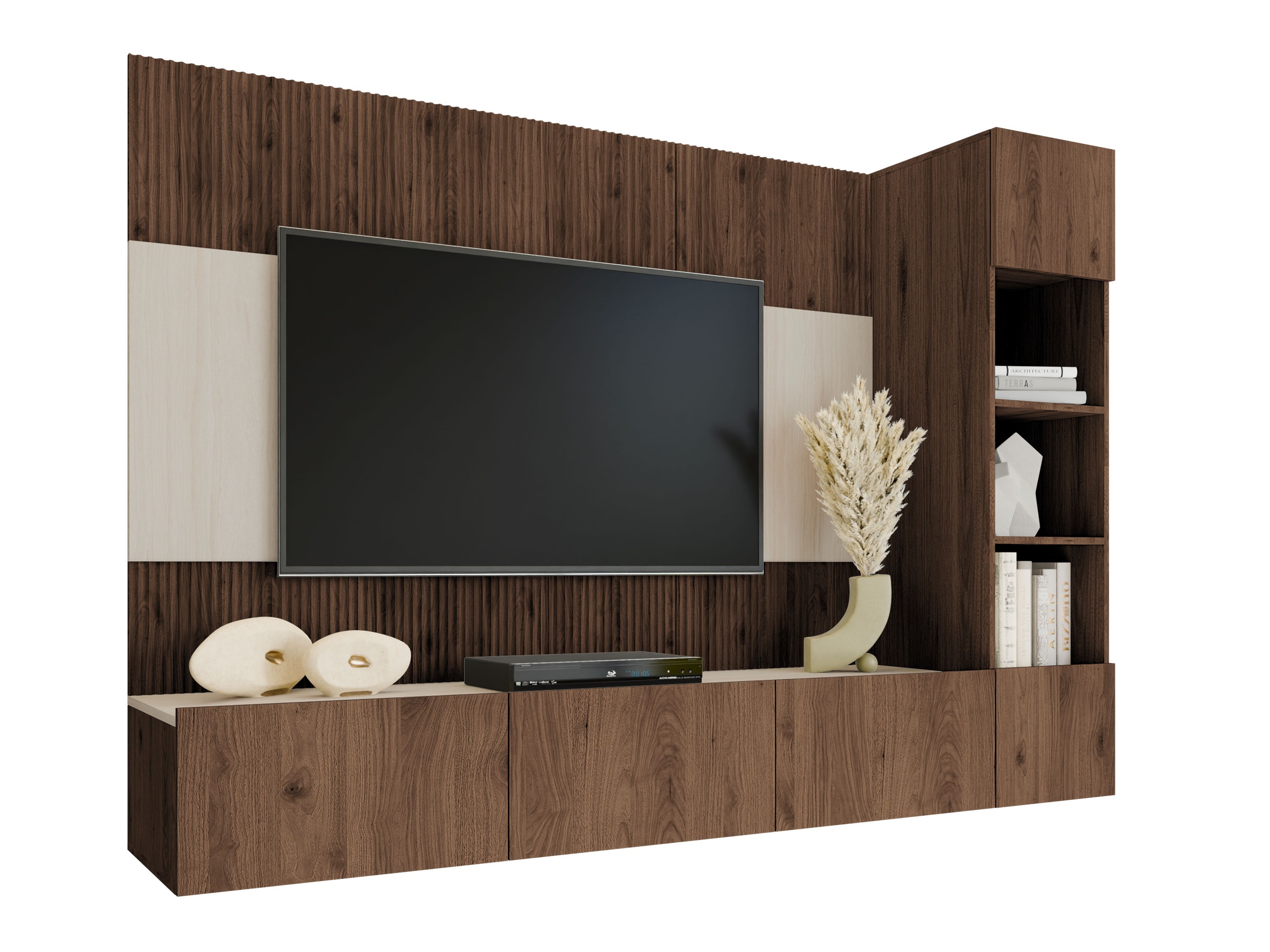 Ensemble de salon Comfivo Salix II (Noyer + Clair traverine)
