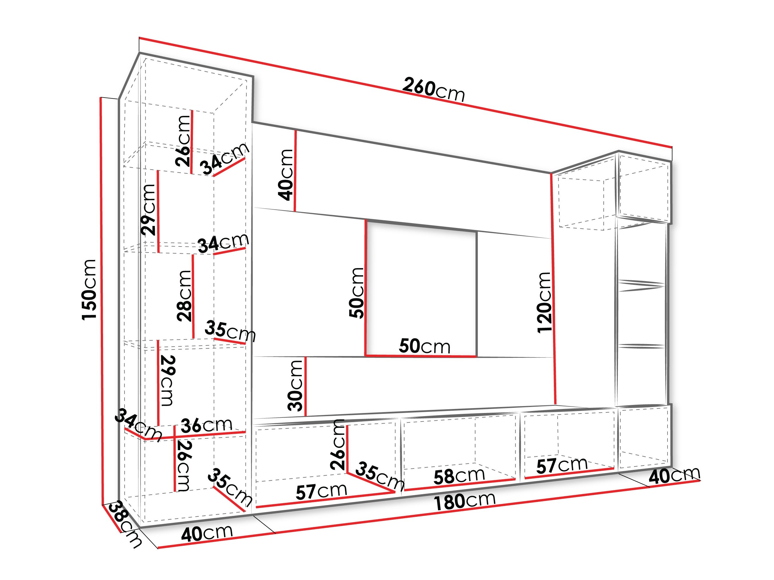 Ensemble de salon Comfivo Salix IV (Noyer + Clair Travertine)
