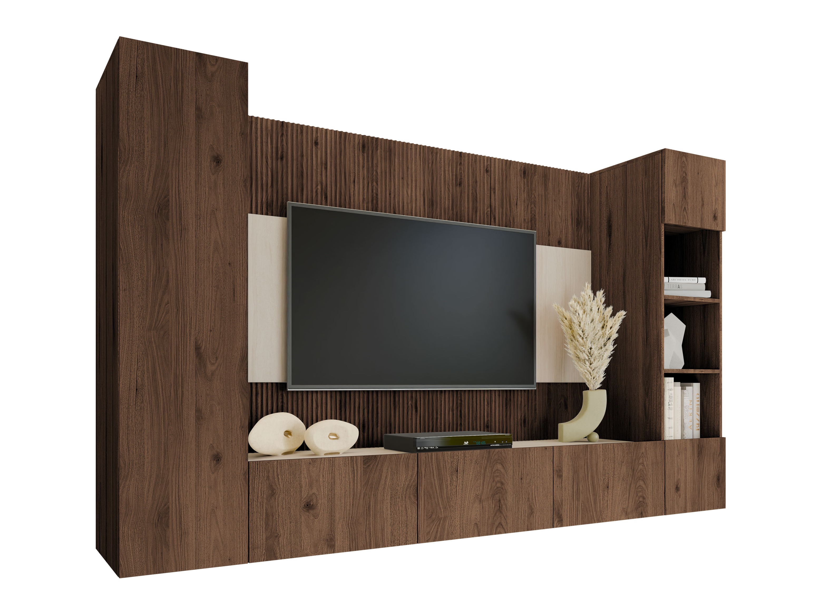 Ensemble de salon Comfivo Salix IV (Noyer + Travertin clair)