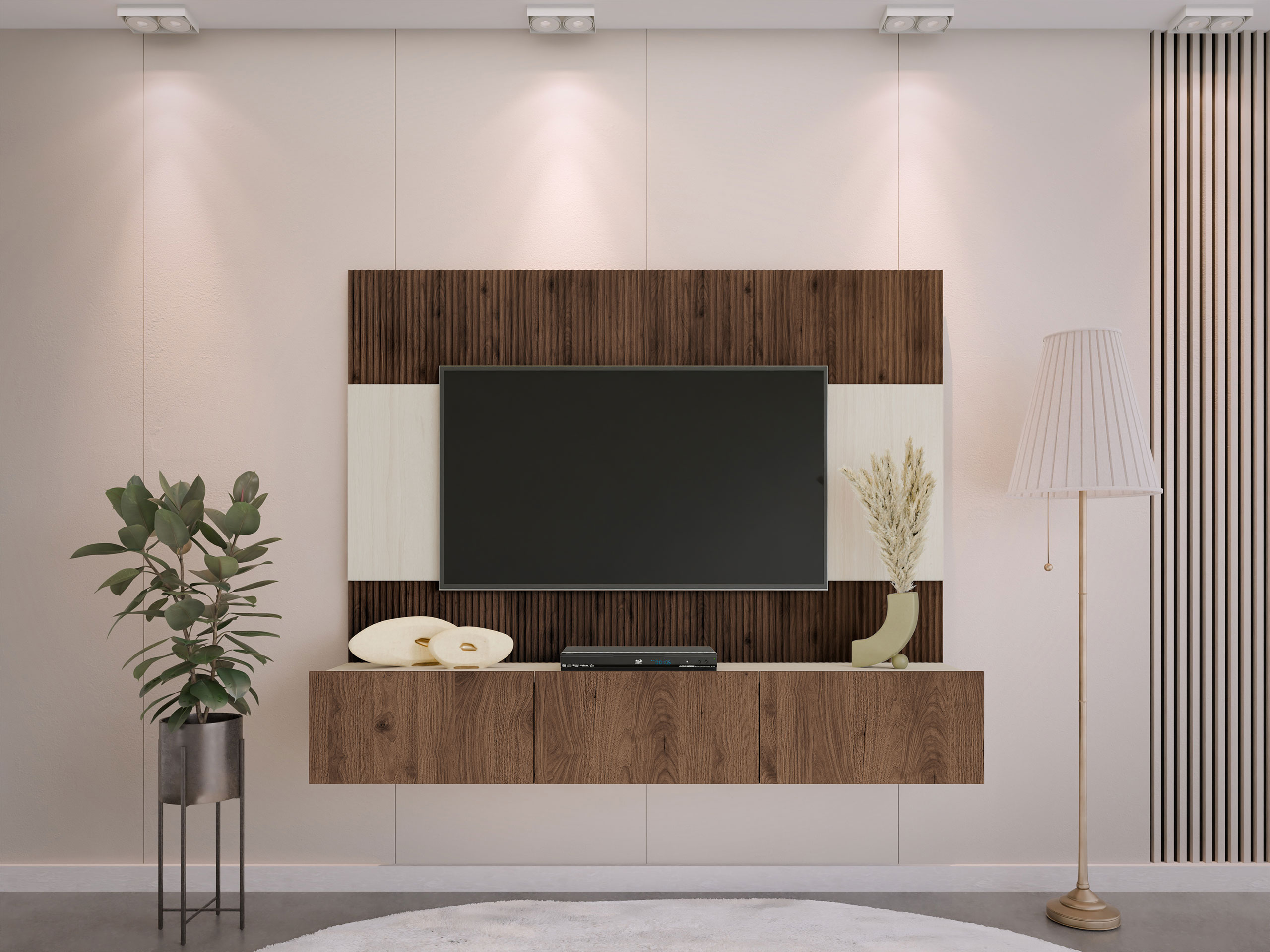 Ensemble de salon Comfivo Salix (Noyer + Clair Travertine)