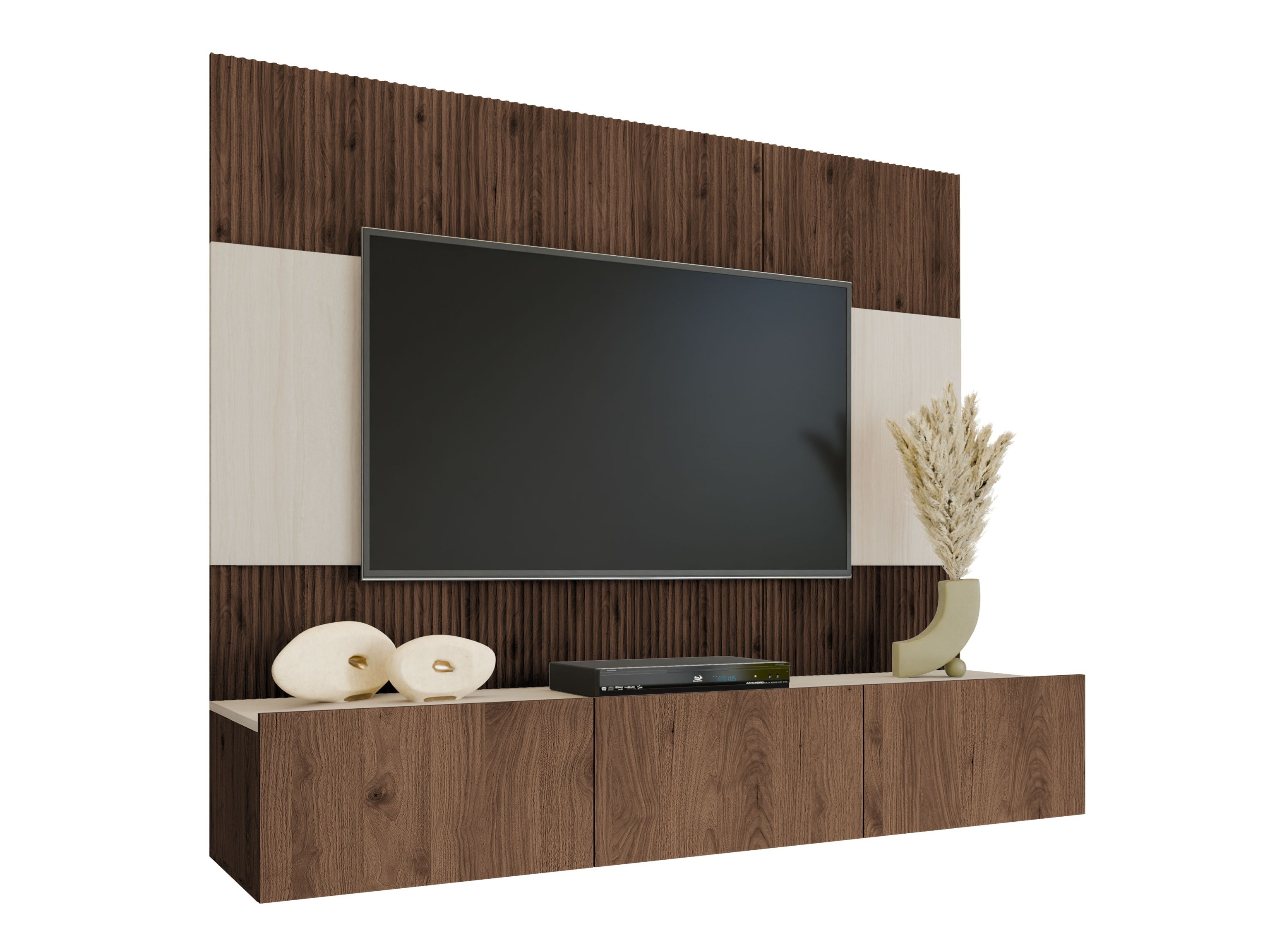 Ensemble de salon Comfivo Salix (Noyer + Clair Travertine)