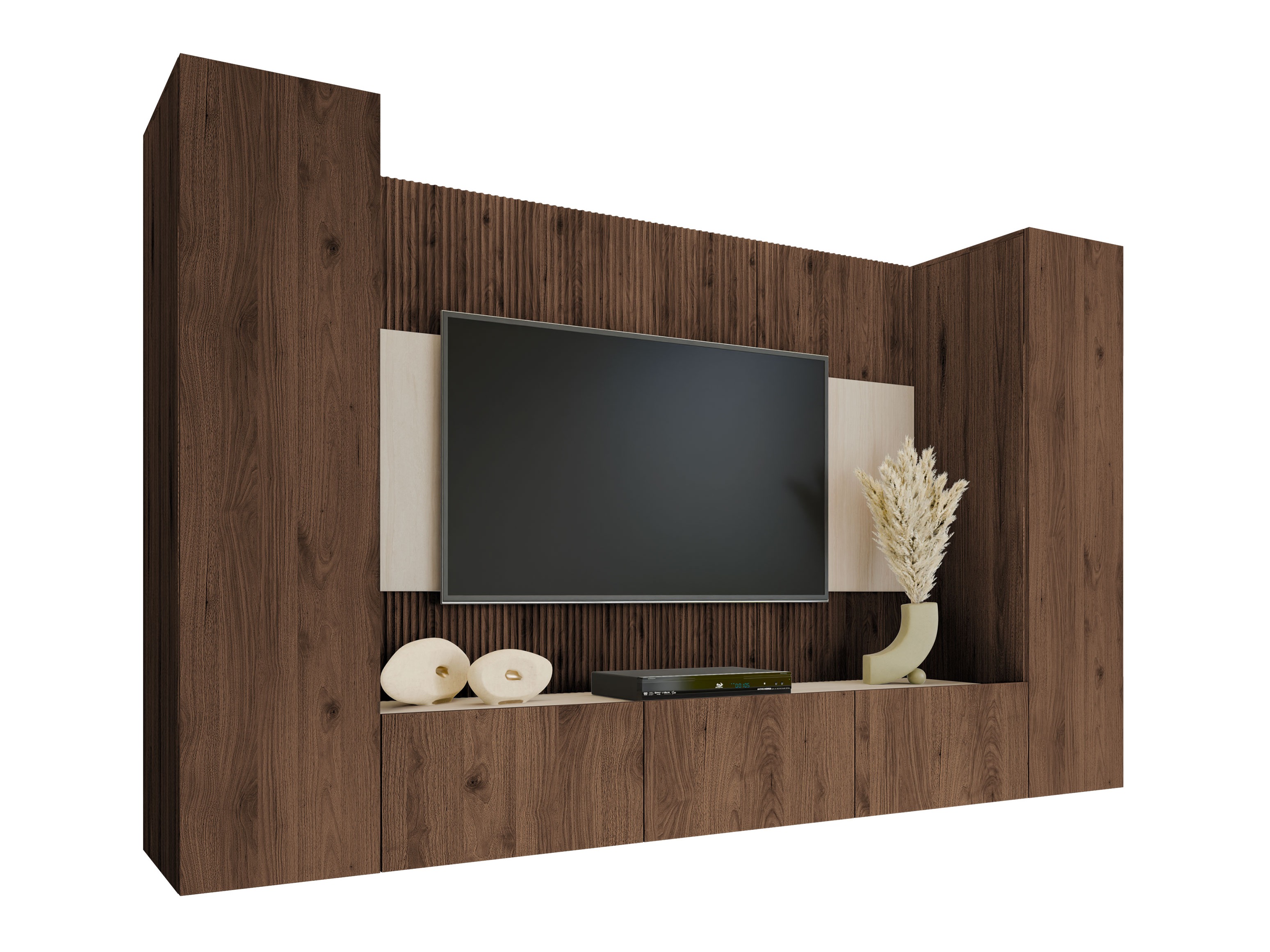 Ensemble de salon Comfivo Salix V (Noyer + Clair Travertine)