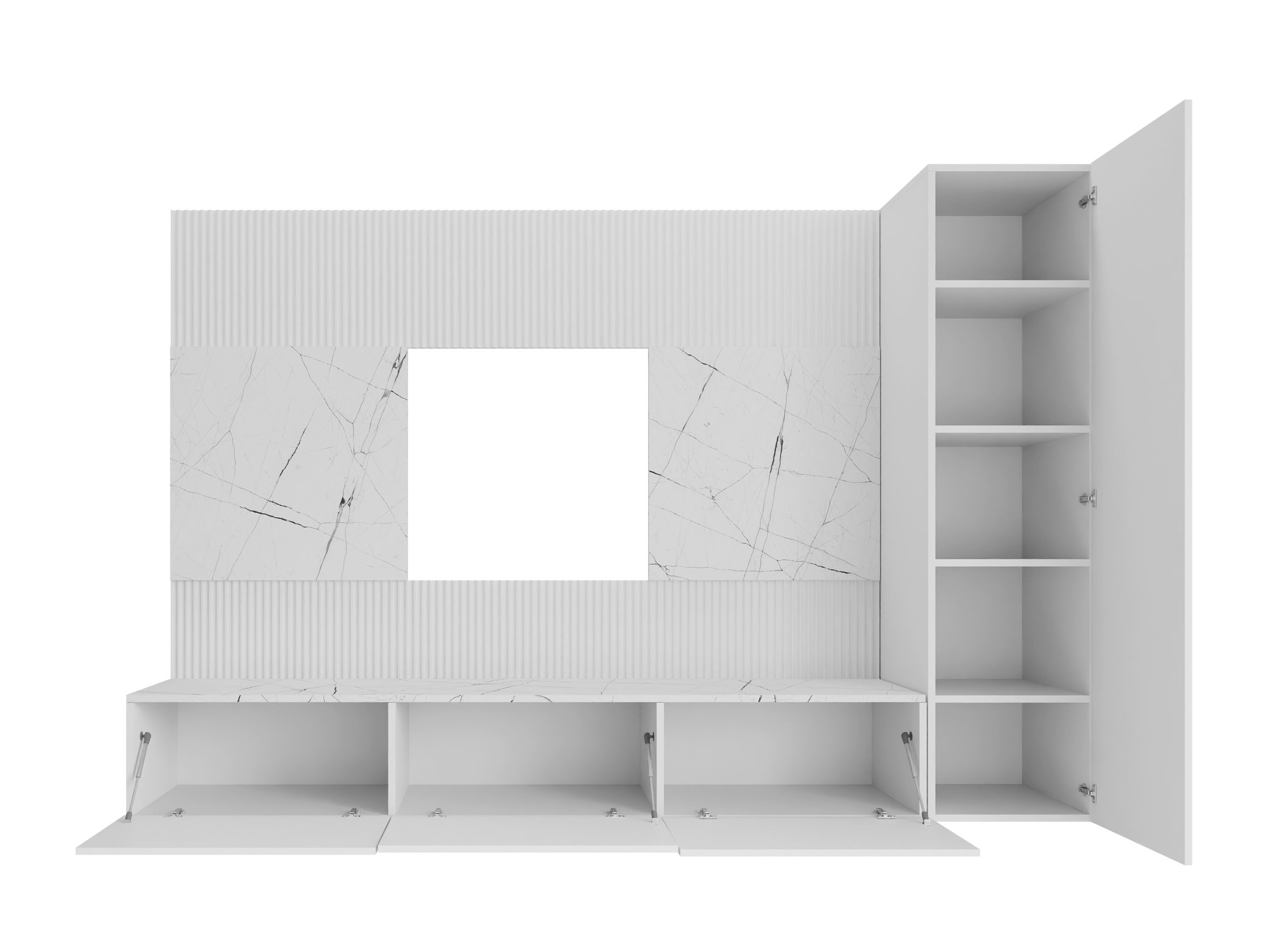 Ensemble de salon Comfivo Salix VI (Blanc + Marbre blanc)