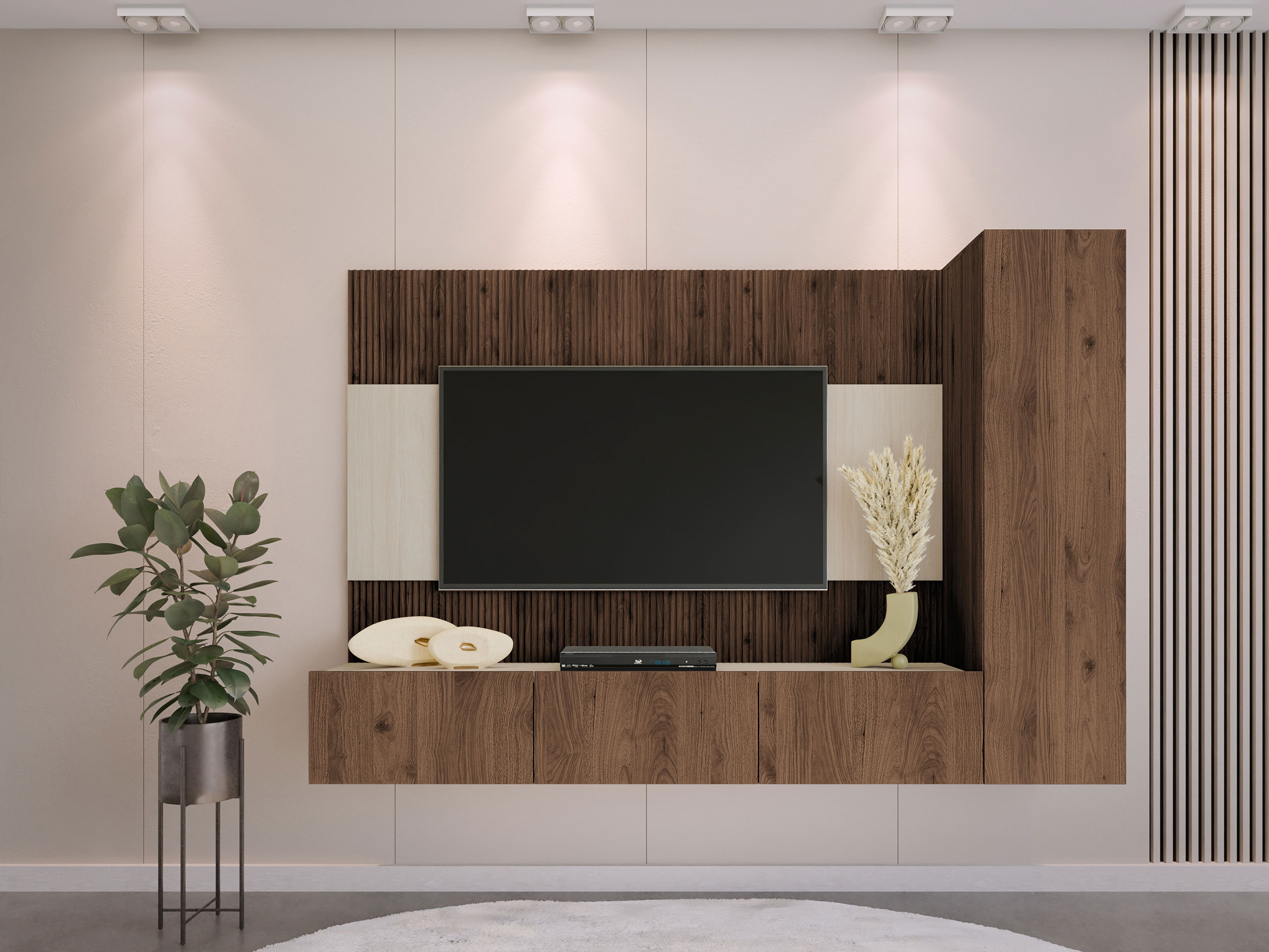 Ensemble de salon Comfivo Salix VI (Noyer + Clair Travertine)