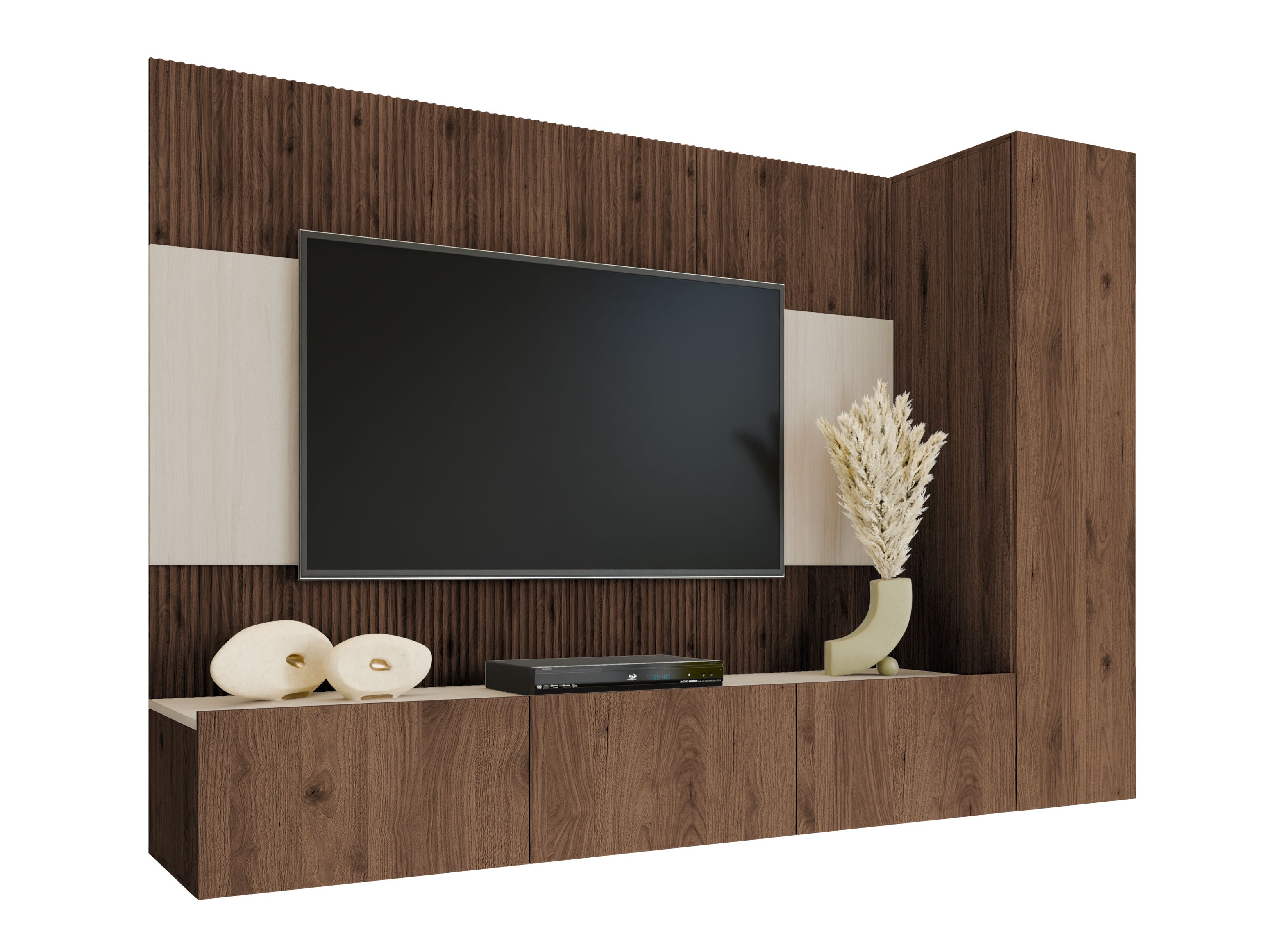 Ensemble de salon Comfivo Salix VI (Noyer + Travertin clair)