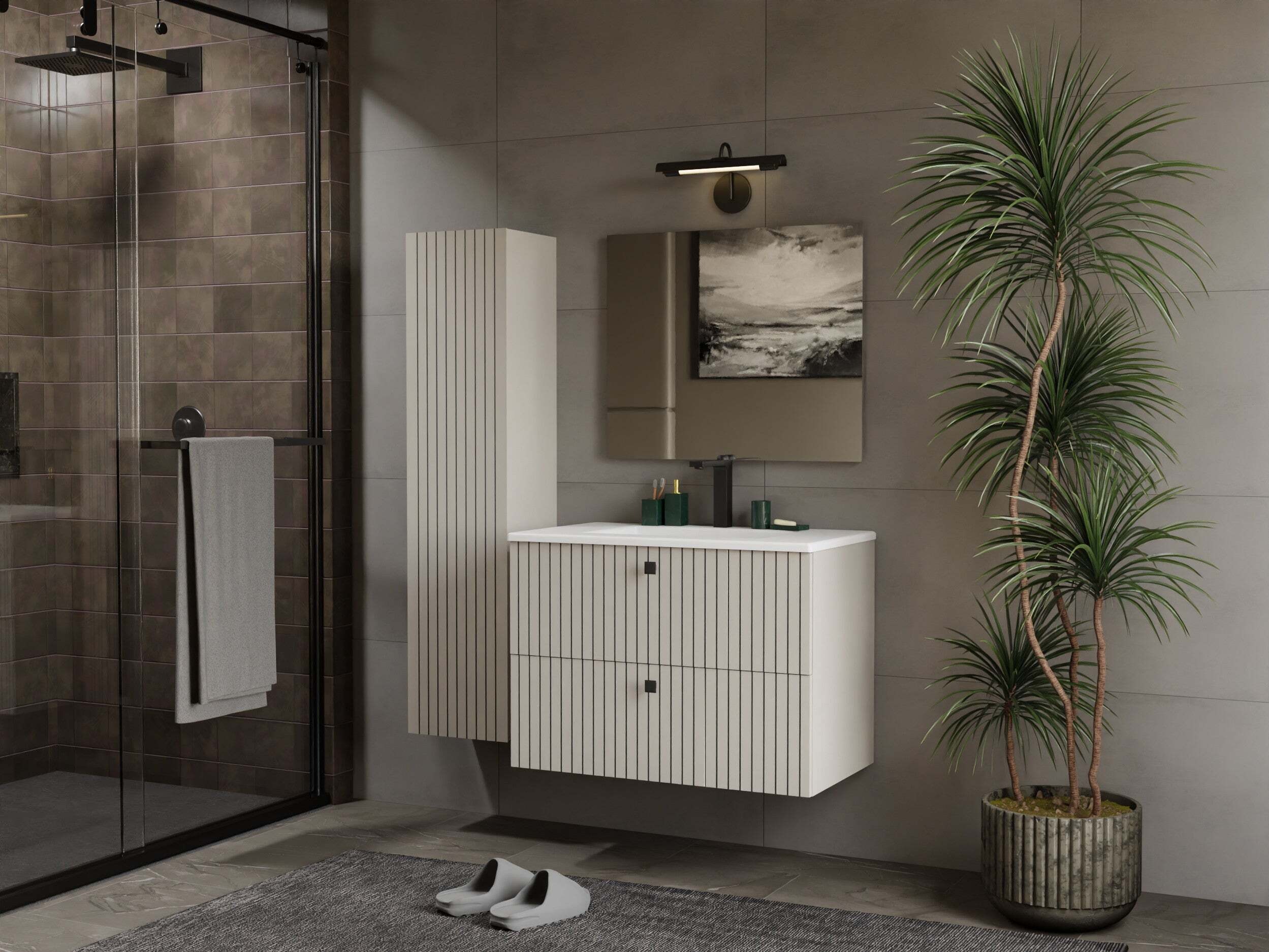 Armoire de salle de bains murale pour lavabo Mandeville 315 (Cachemire)