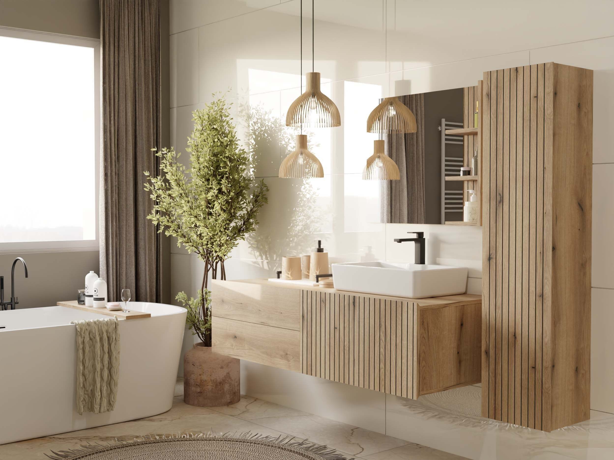 Armoire de salle de bains murale pour lavabo Mandeville 363 (Chêne)