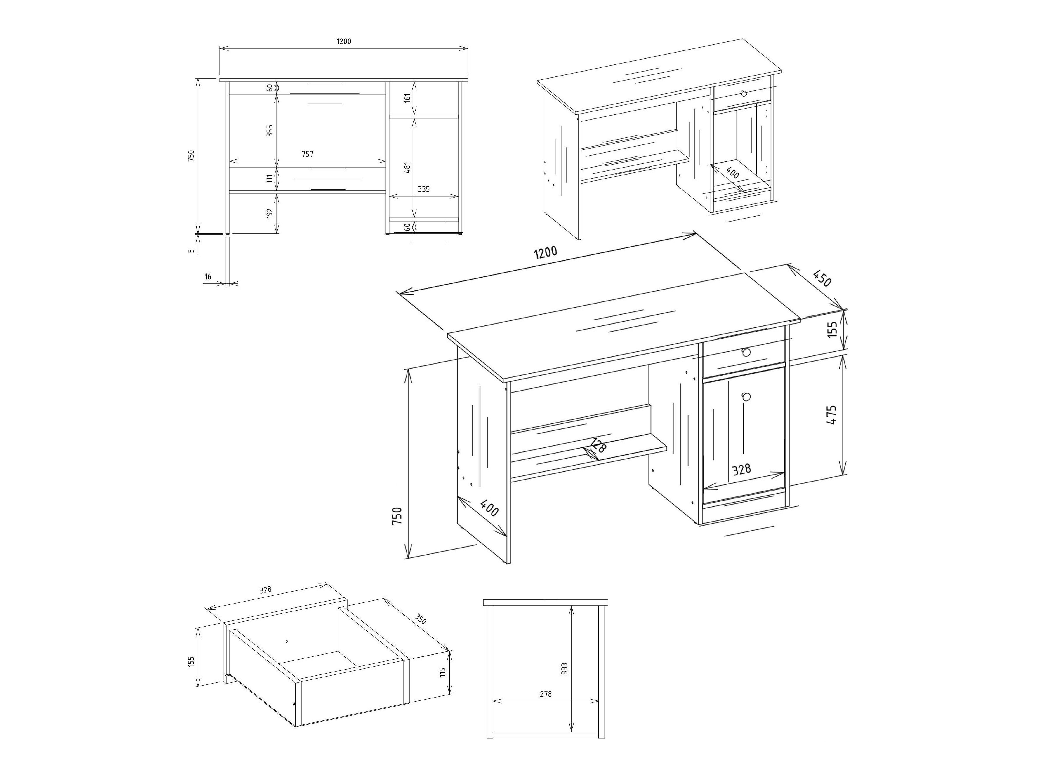 Bureau Mandeville 376 (Blanc)