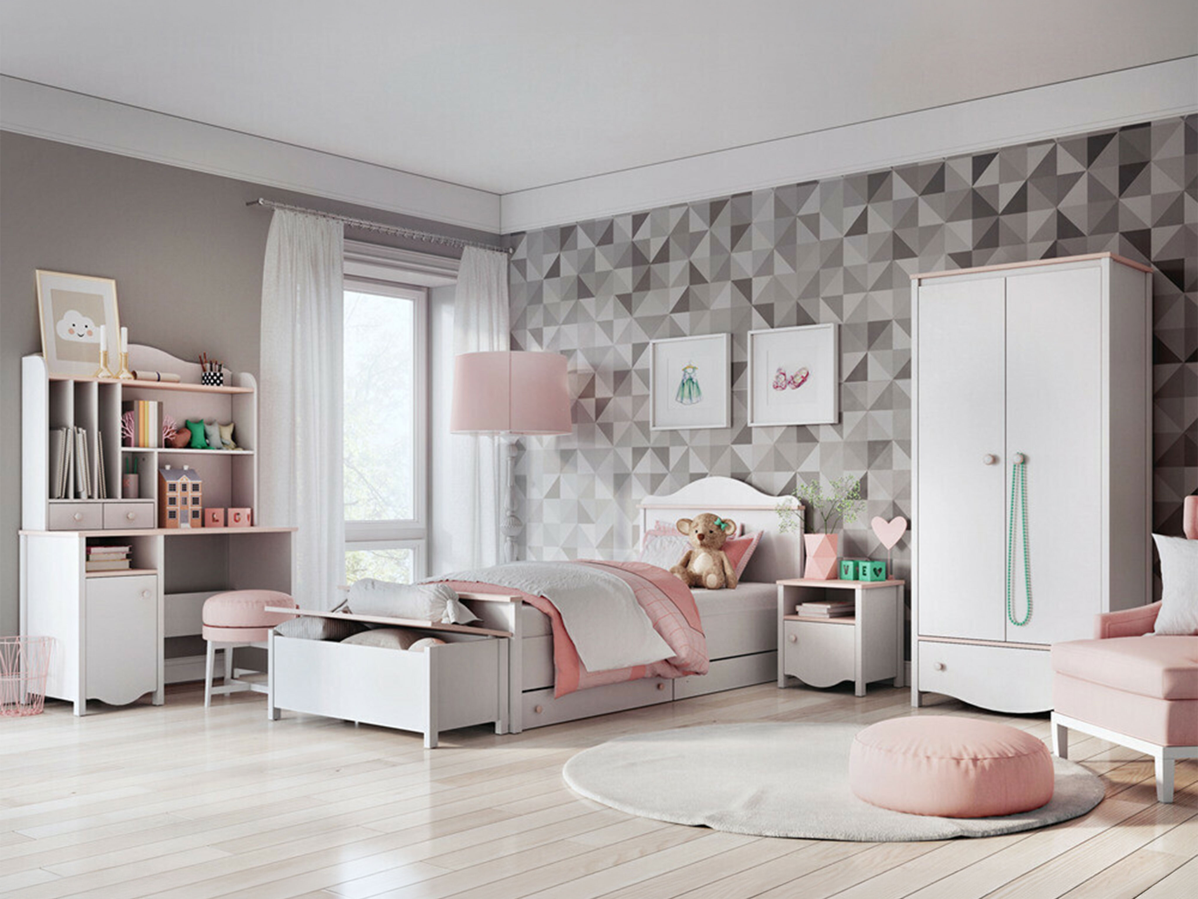 Étagère Velferi 121 (Blanc + Rose)