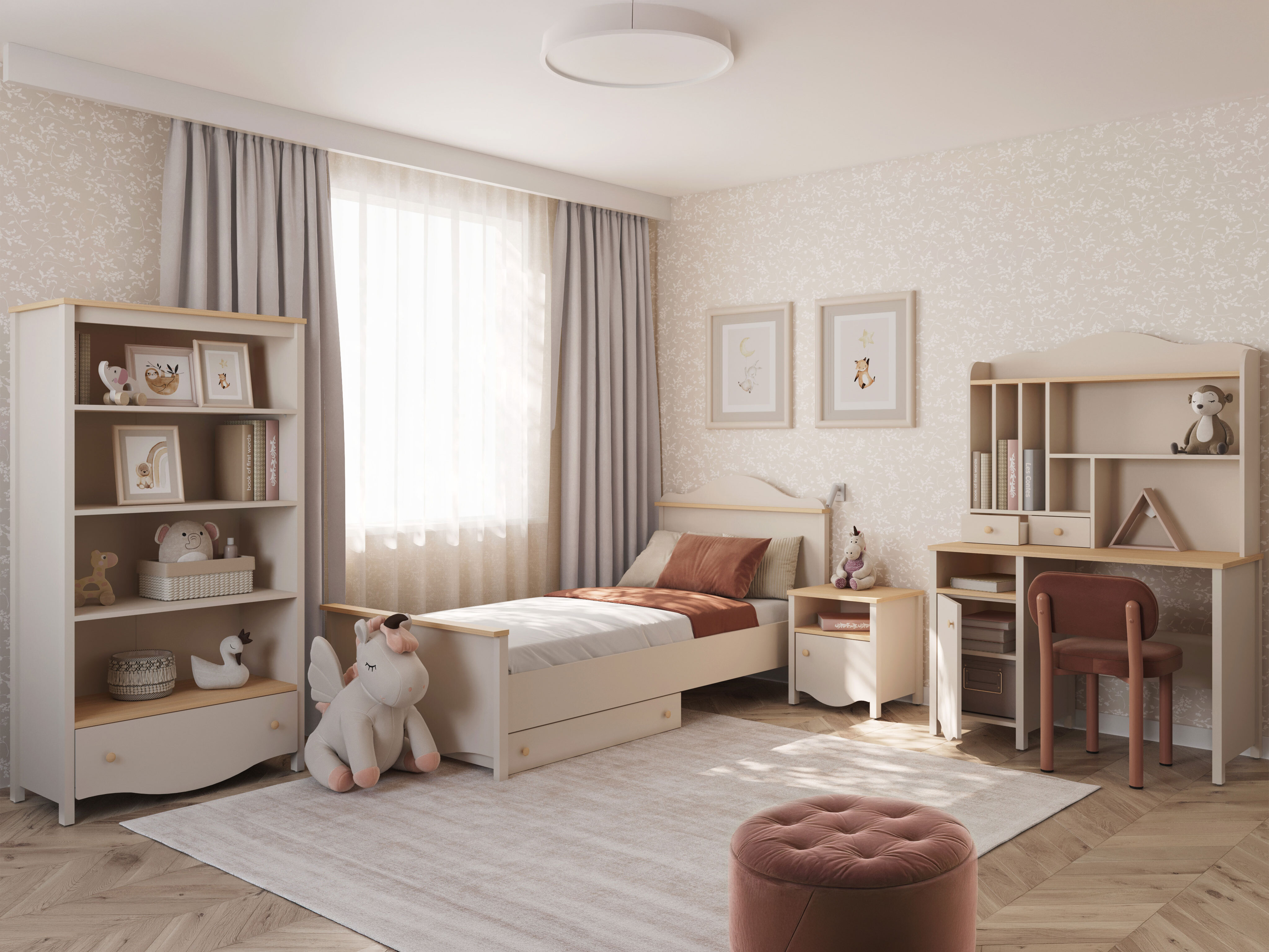 Lit Velferi 118 (Beige + Chêne)