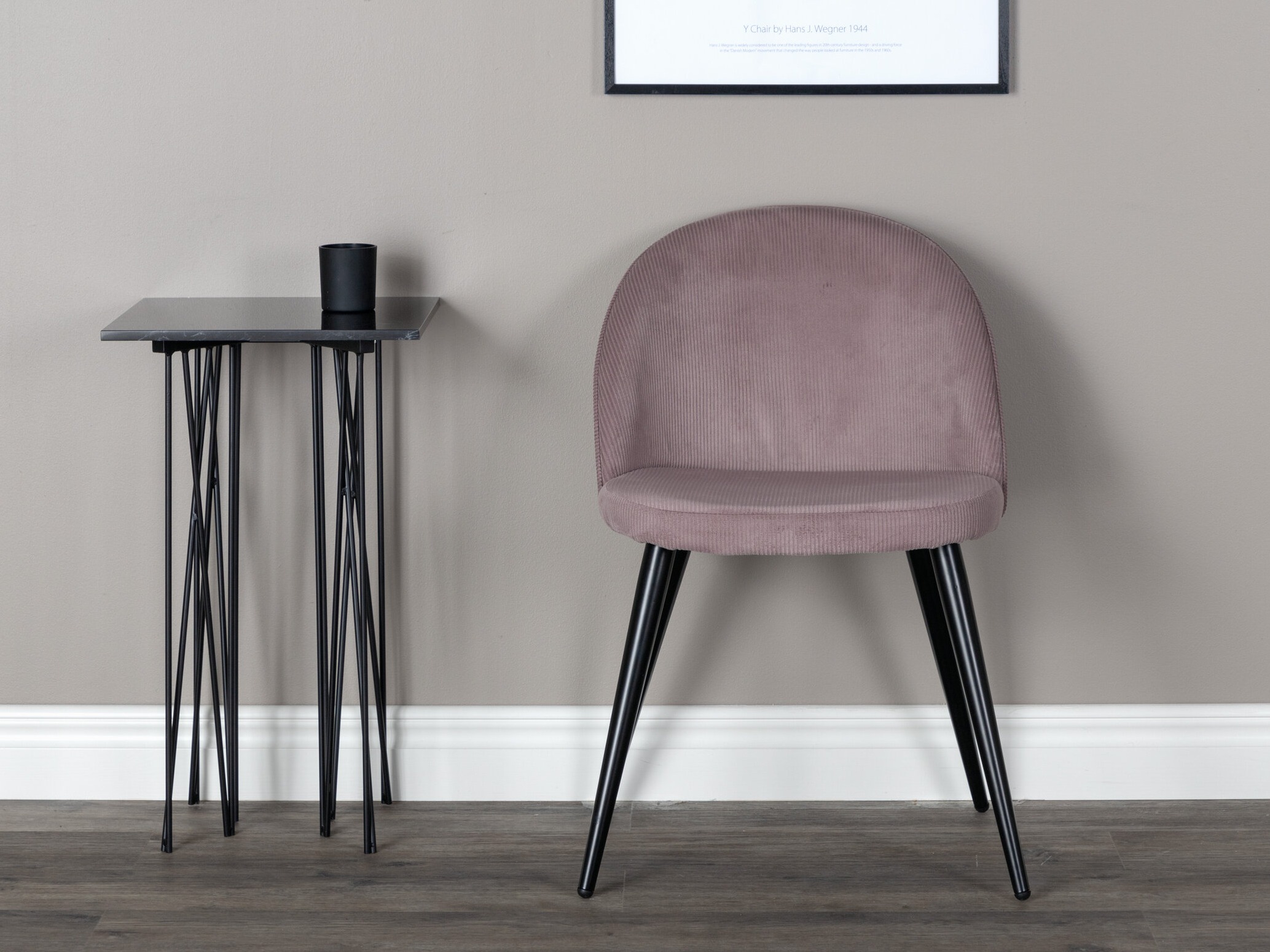Chaise Dallas 136 (Rose Dusty + Noir)