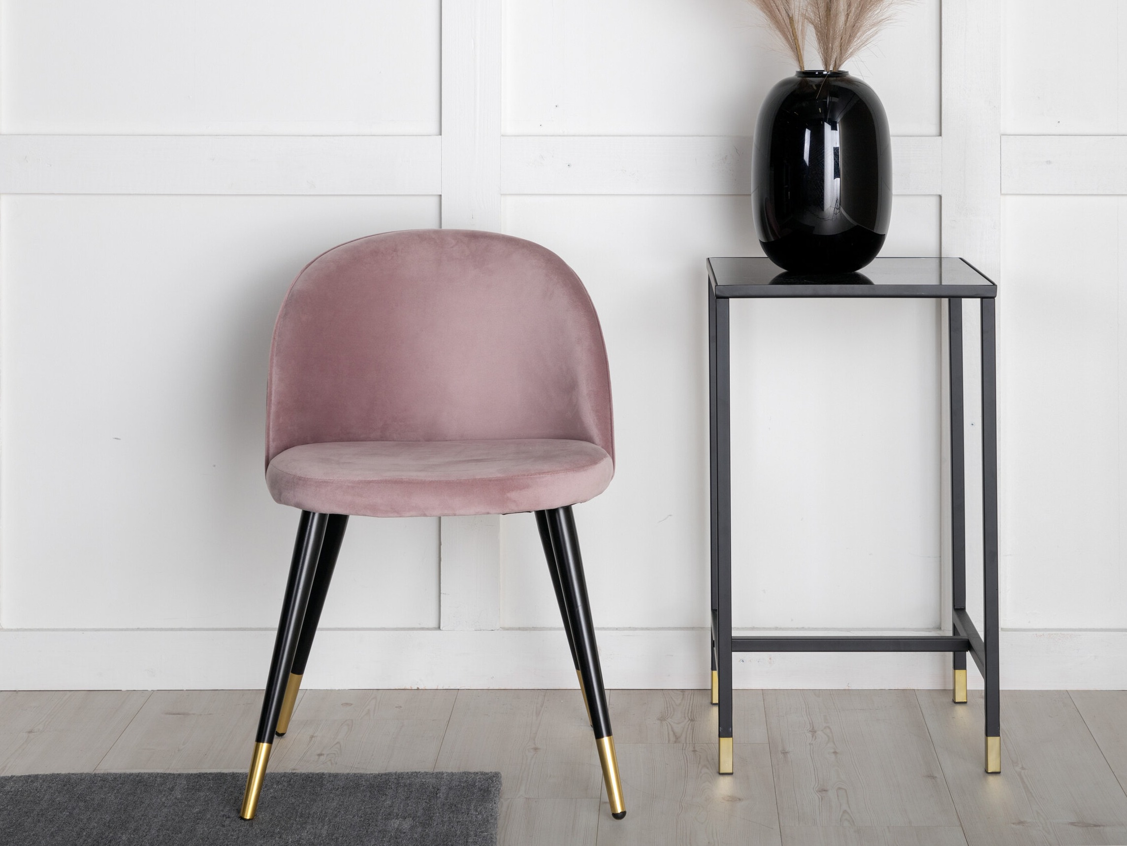 Chaise Dallas 137 (Rose Dusty + Noir)