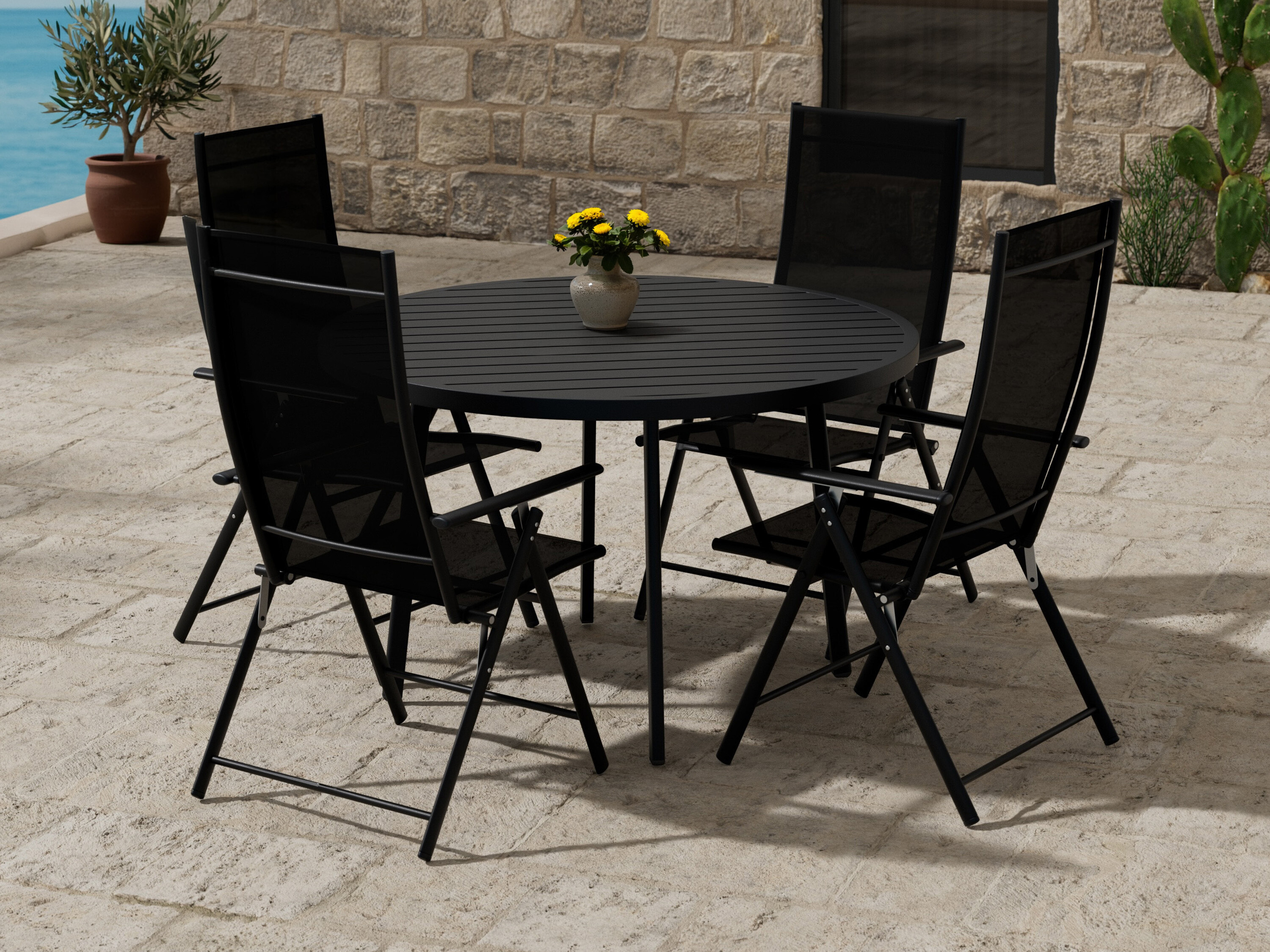 Ensemble table et chaises Dallas 5257 (Noir)