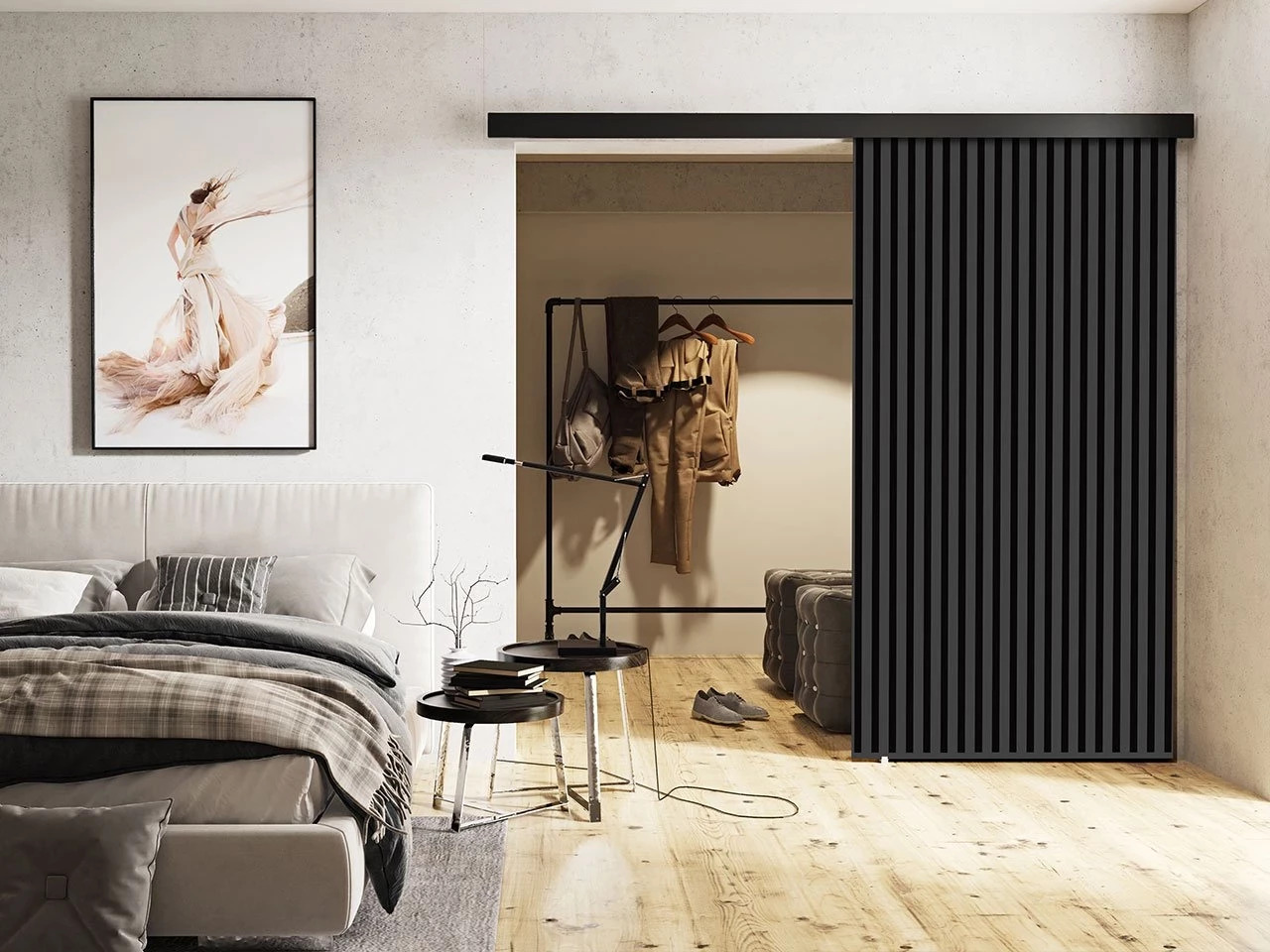 Porte coulissante Dover 204 (Anthracite + Noir)
