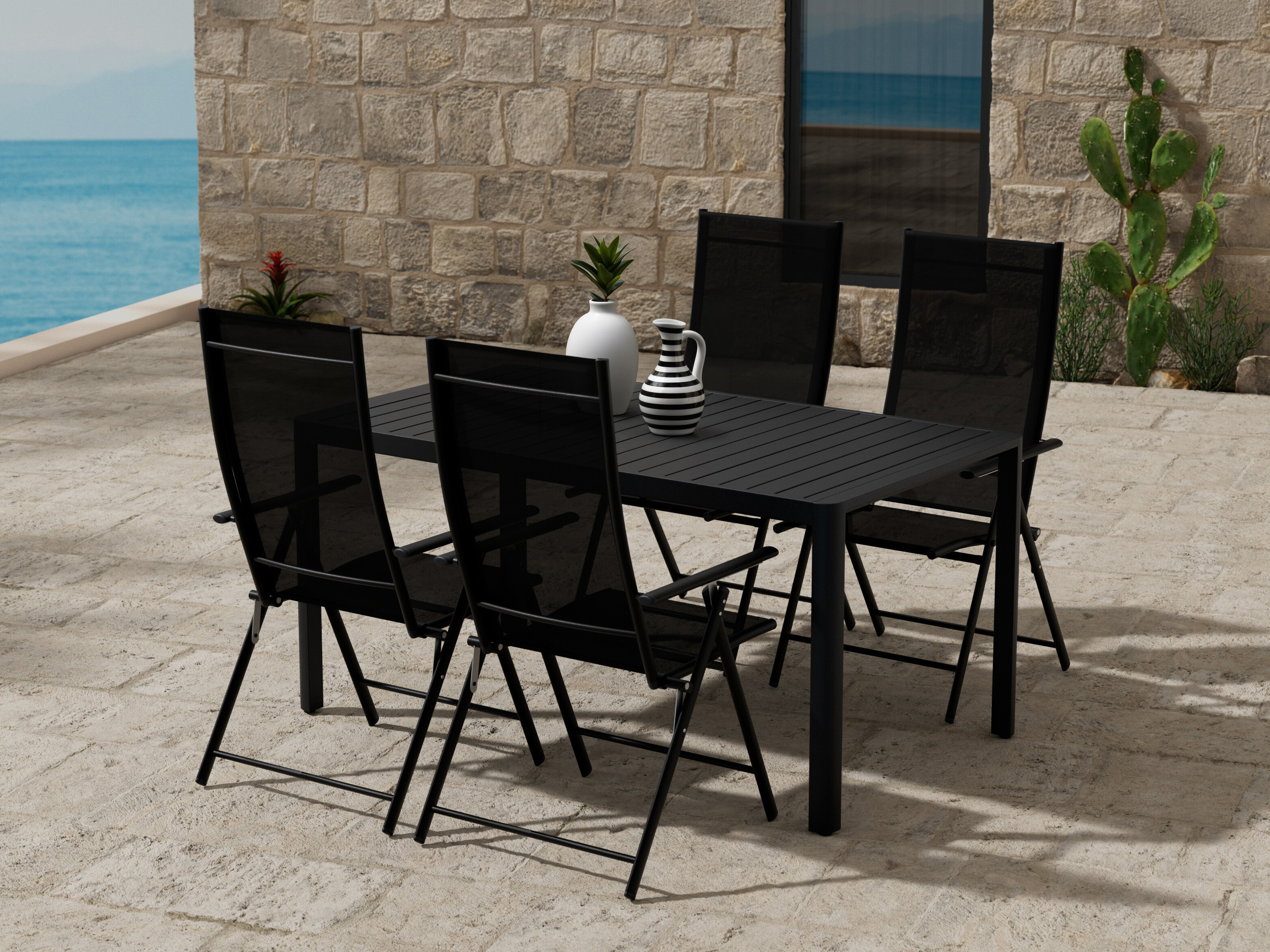 Ensemble table et chaises Dallas 5255 (Noir)