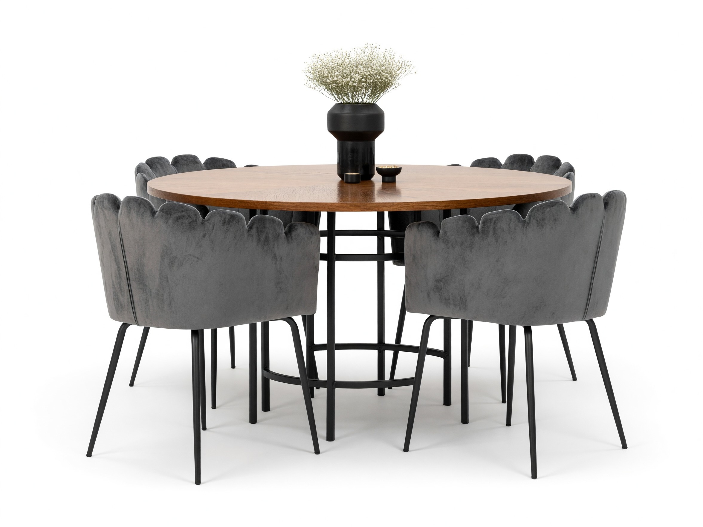 Salle à manger complète Dallas 310 (Gris + Noir)