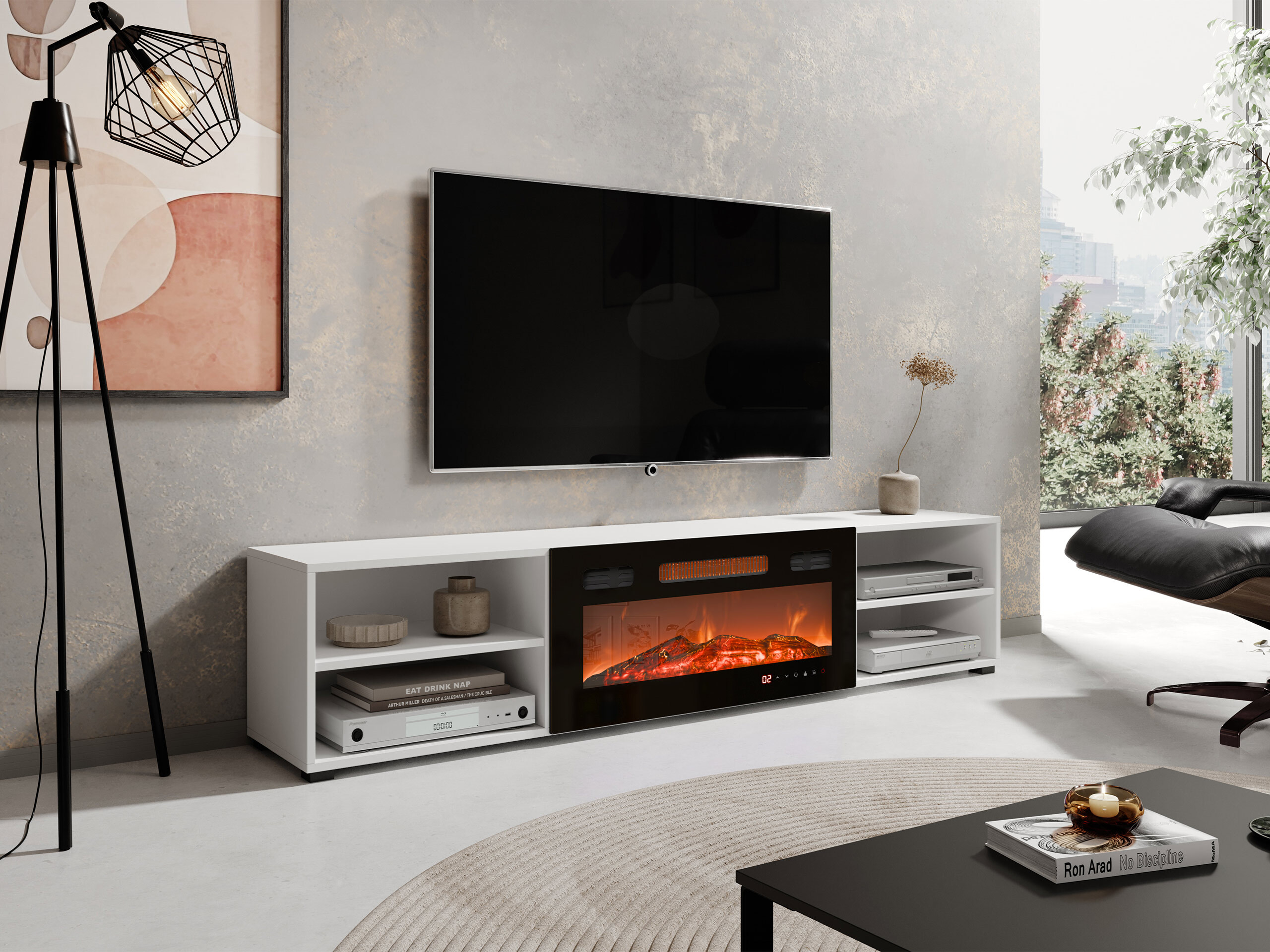 Meuble TV Charlotte 190 (Blanc + Noir)