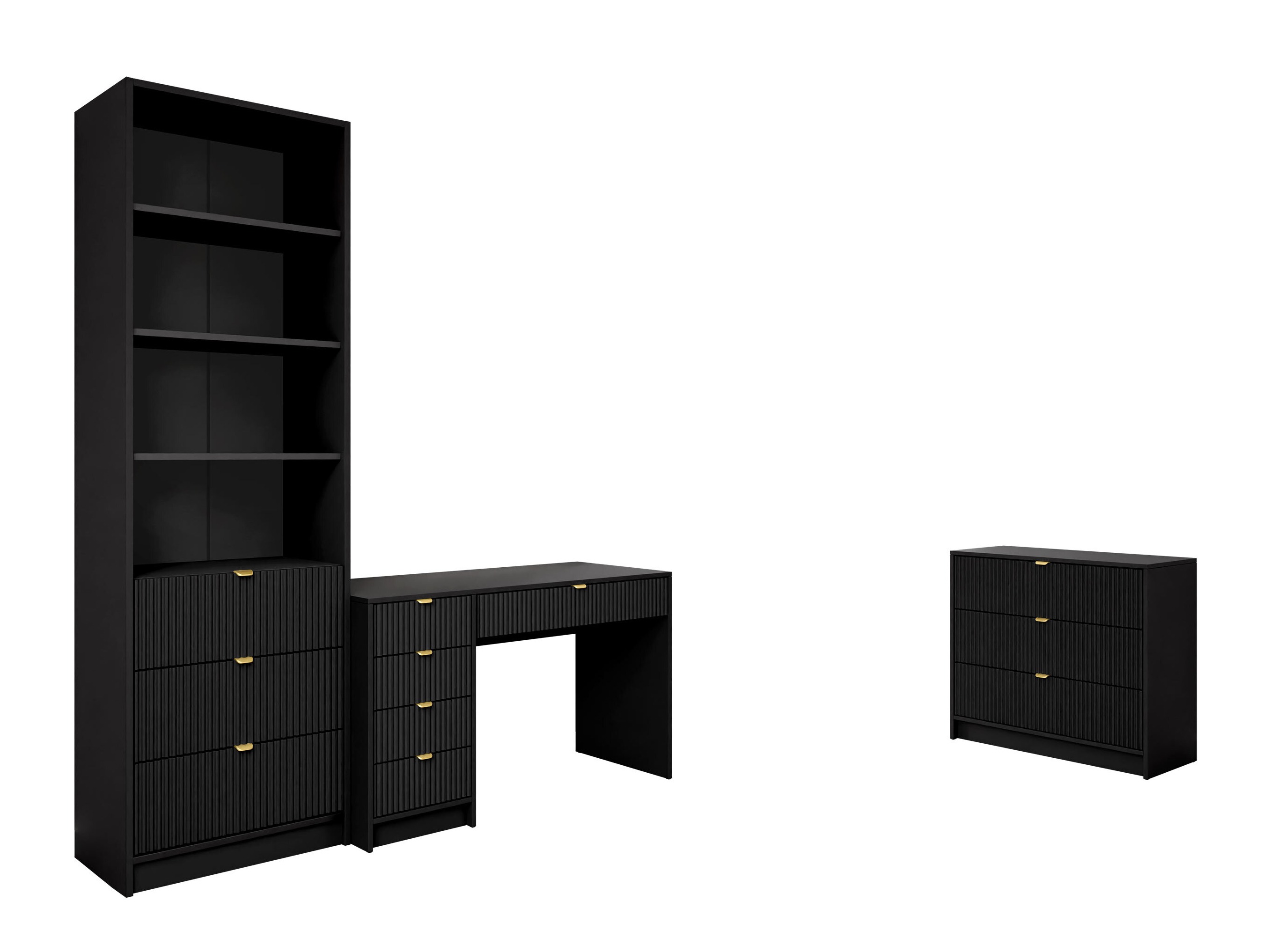 Ensemble de bureau à domicile Comfivo Papilio V (Noir)
