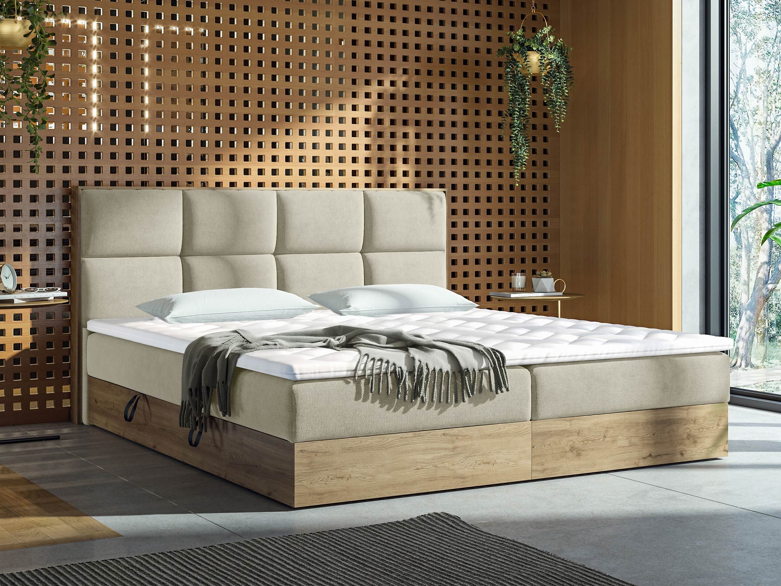Lit boxspring ComfiDream Miraena (Chêne doré + Soro 21)