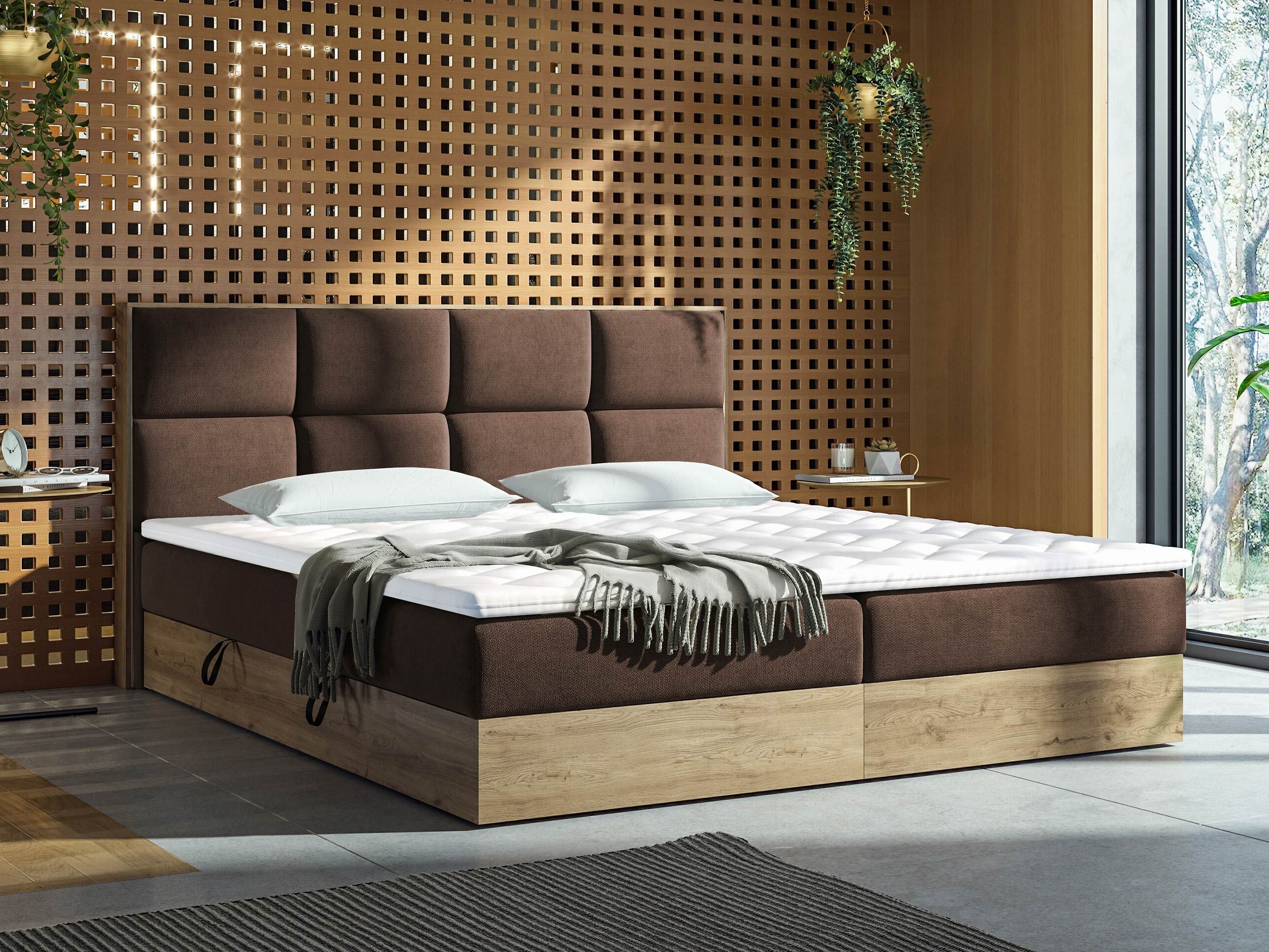 Lit boxspring ComfiDream Miraena (Chêne doré + Soro 28)