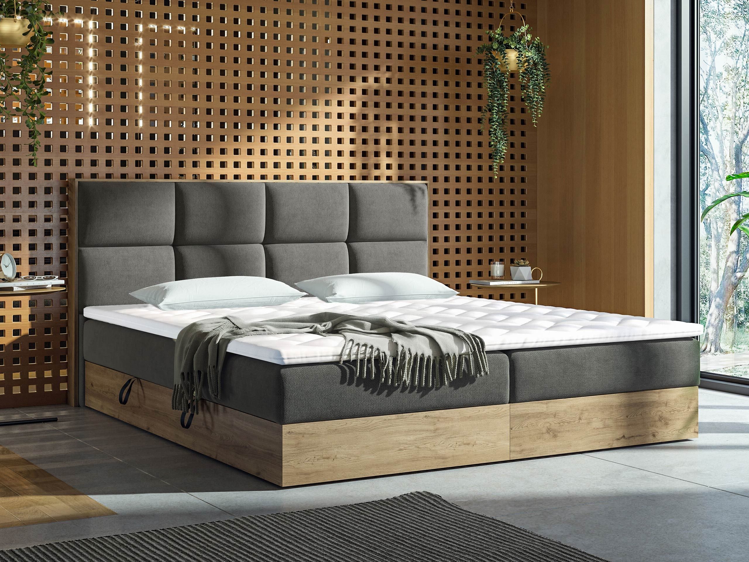 Lit boxspring ComfiDream Miraena (Chêne doré + Soro 97)