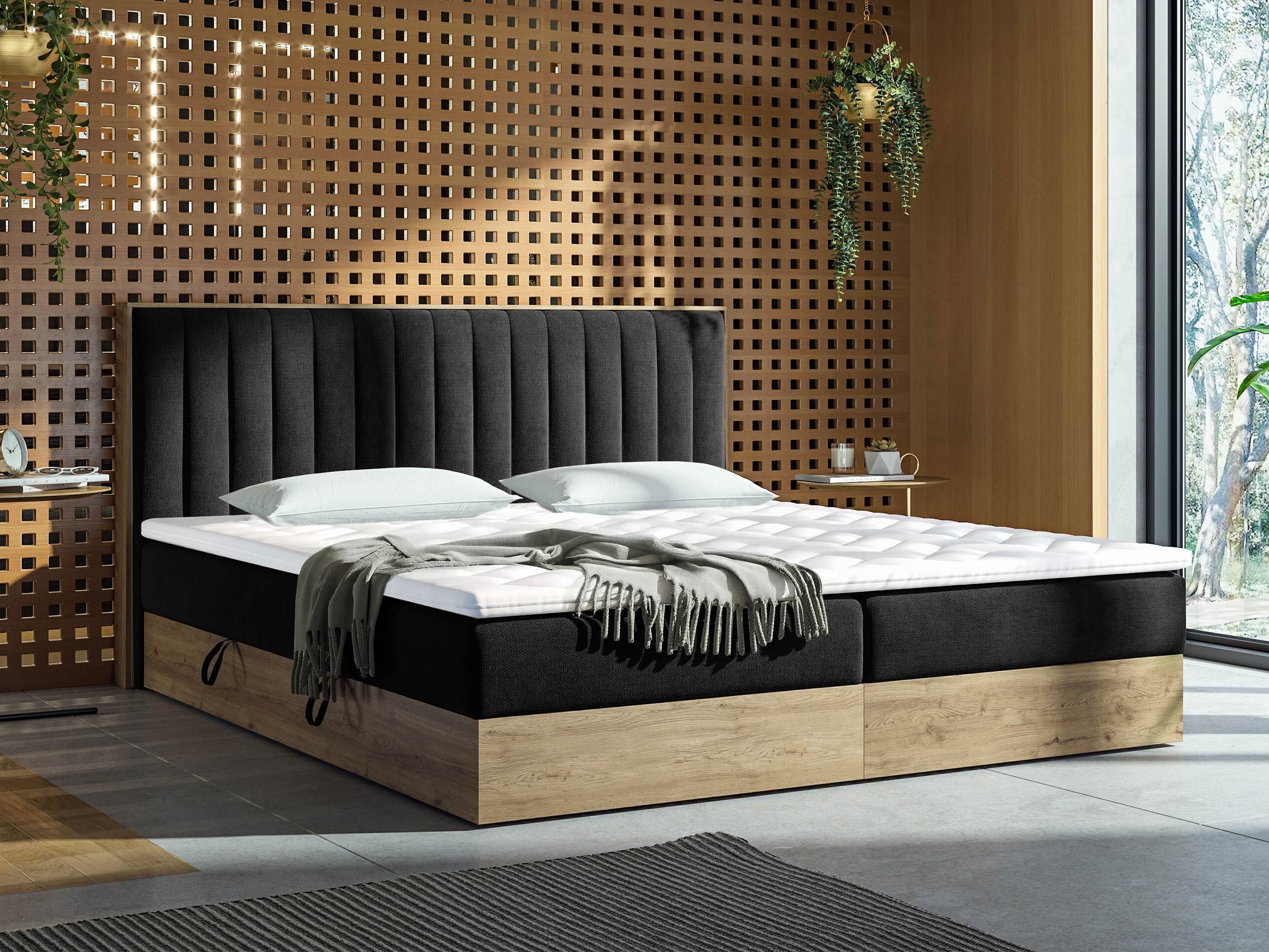 Lit boxspring ComfiDream Odelra (Chêne doré + Soro 100)