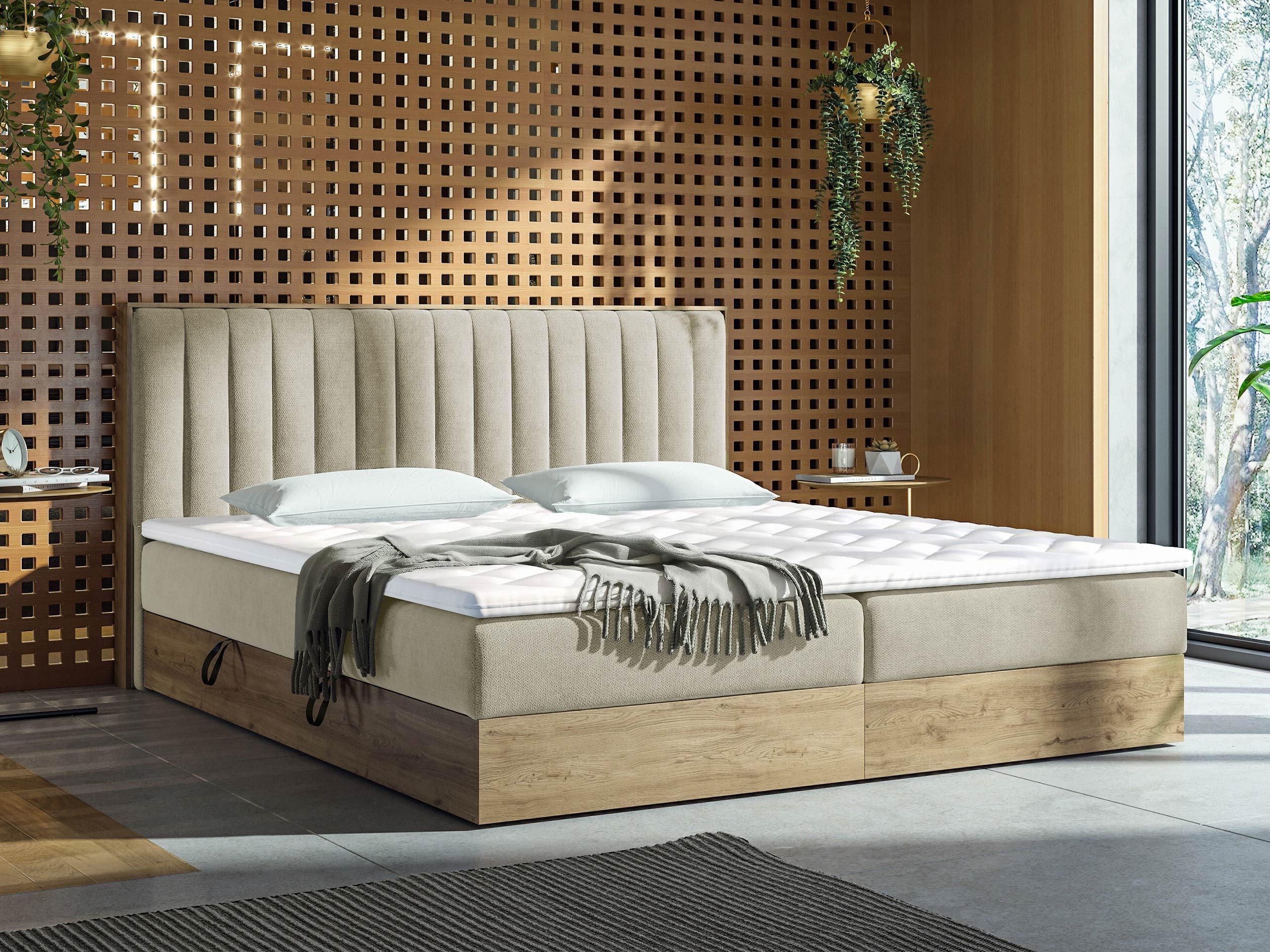 Lit boxspring ComfiDream Odelra (Chêne doré + Soro 21)