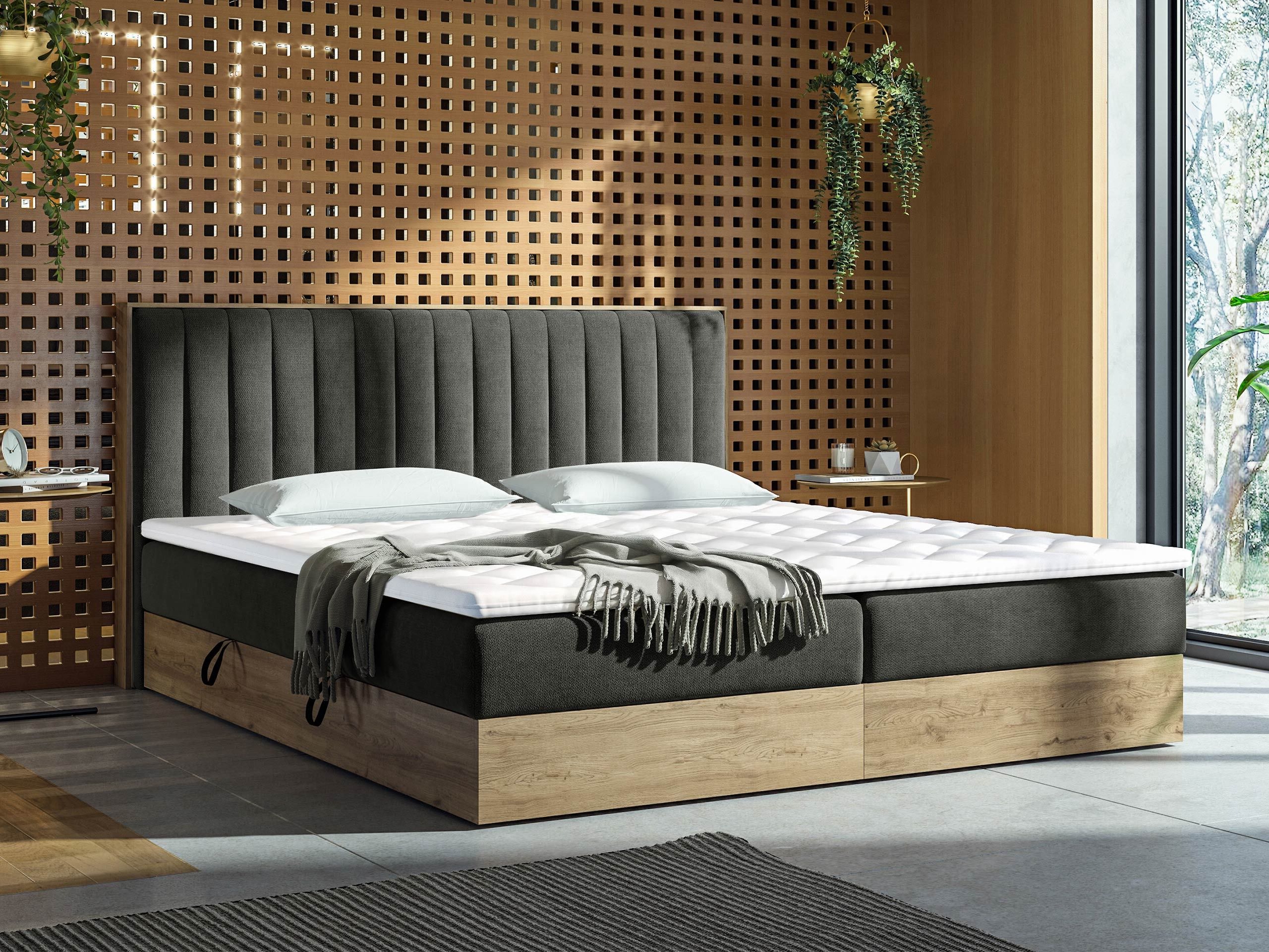 Lit boxspring ComfiDream Odelra (Chêne doré + Soro 24)
