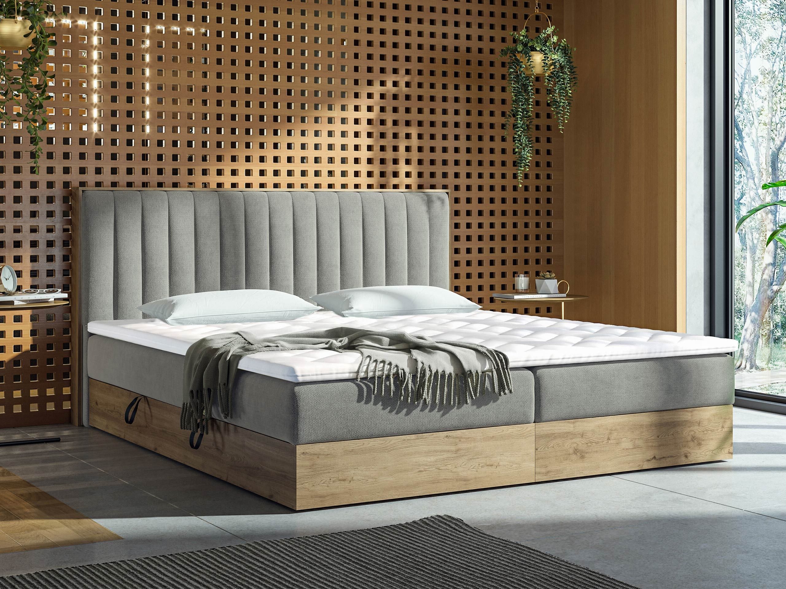 Lit boxspring ComfiDream Odelra (Chêne doré + Soro 90)