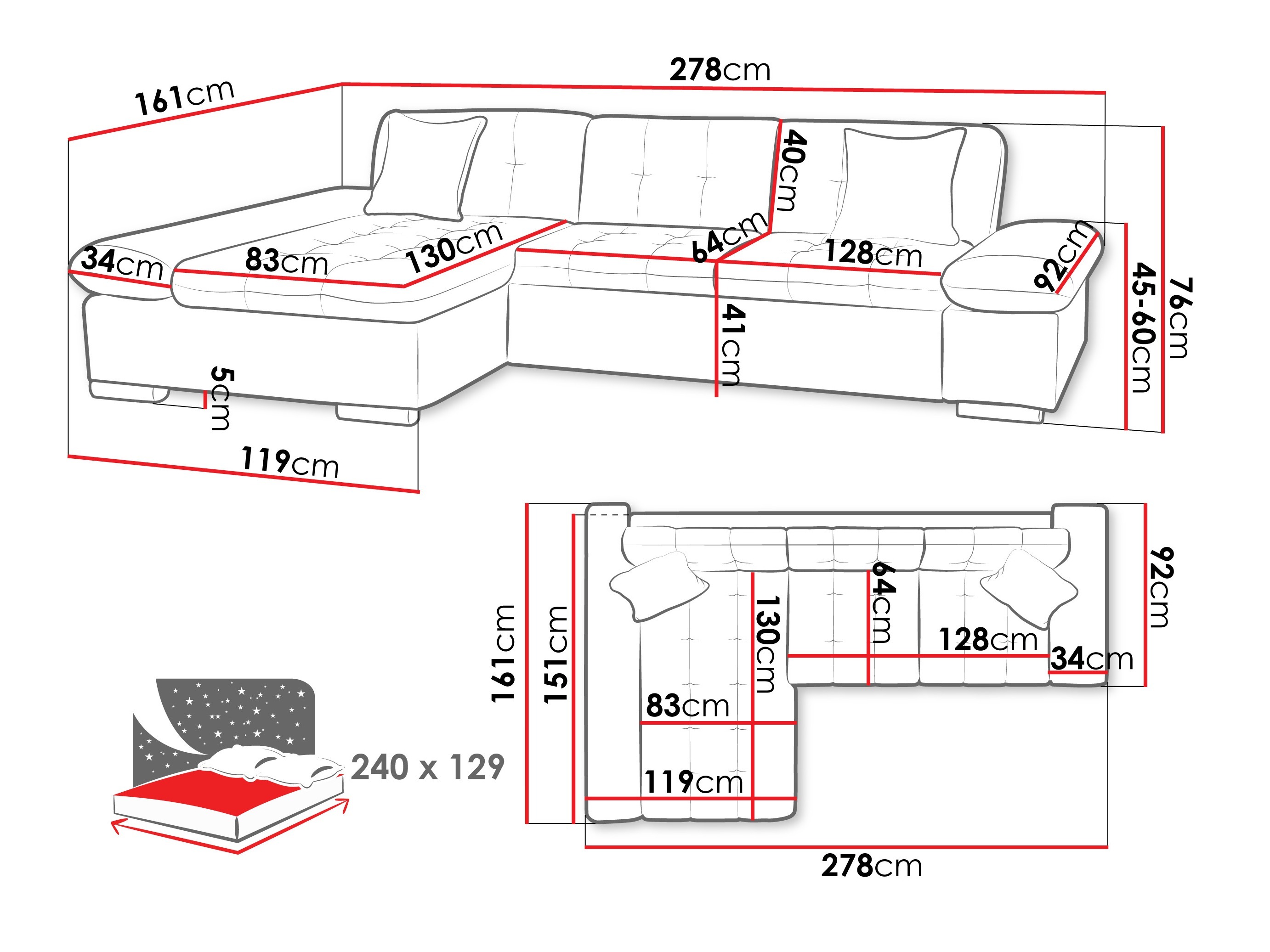 Canapé d'angle Comfivo Sanitas I (Lumo 55)