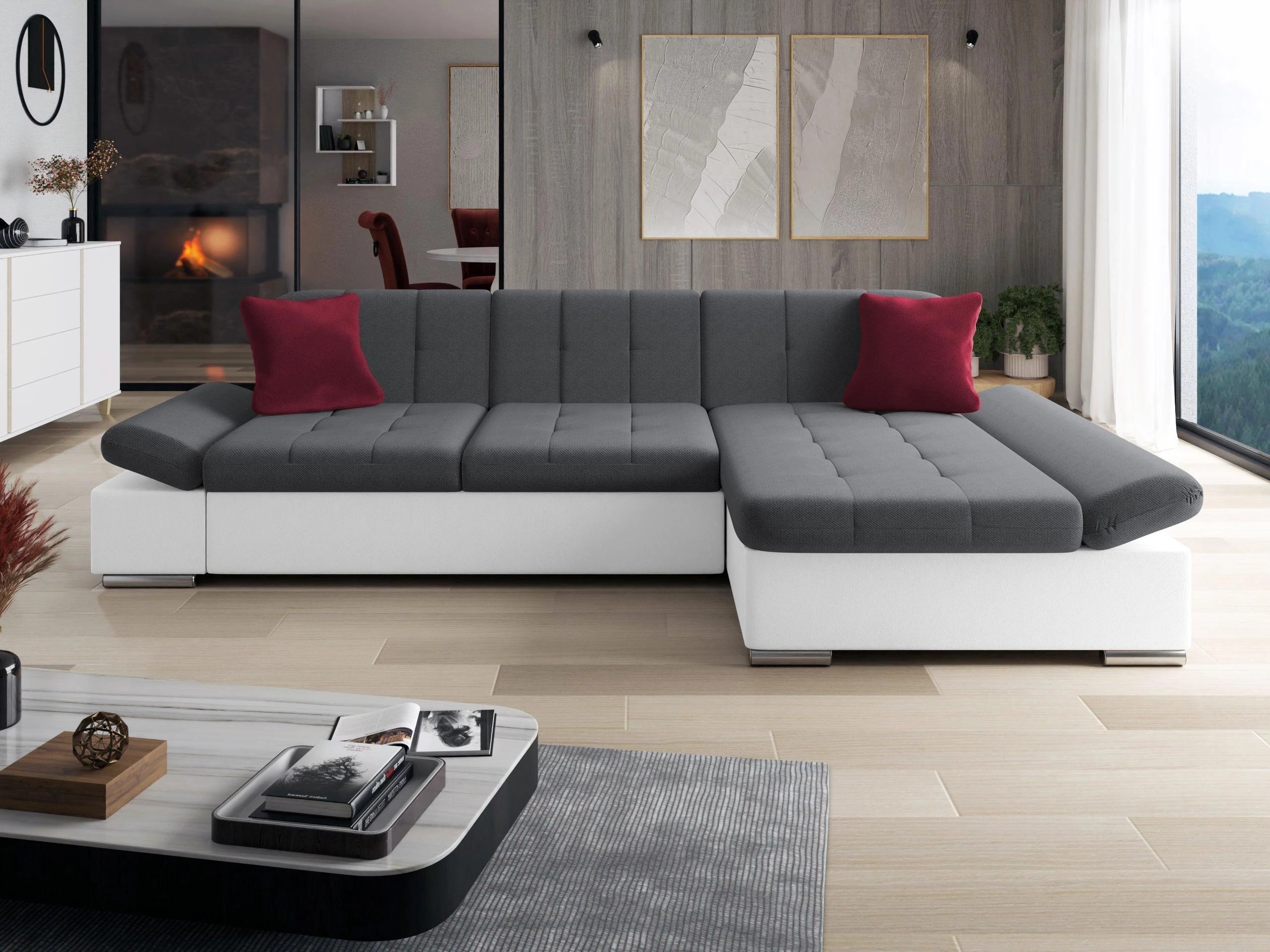 Canapé d'angle Comfivo Serenitas (Soft 017 + Kronos 22 + Kronos 02)