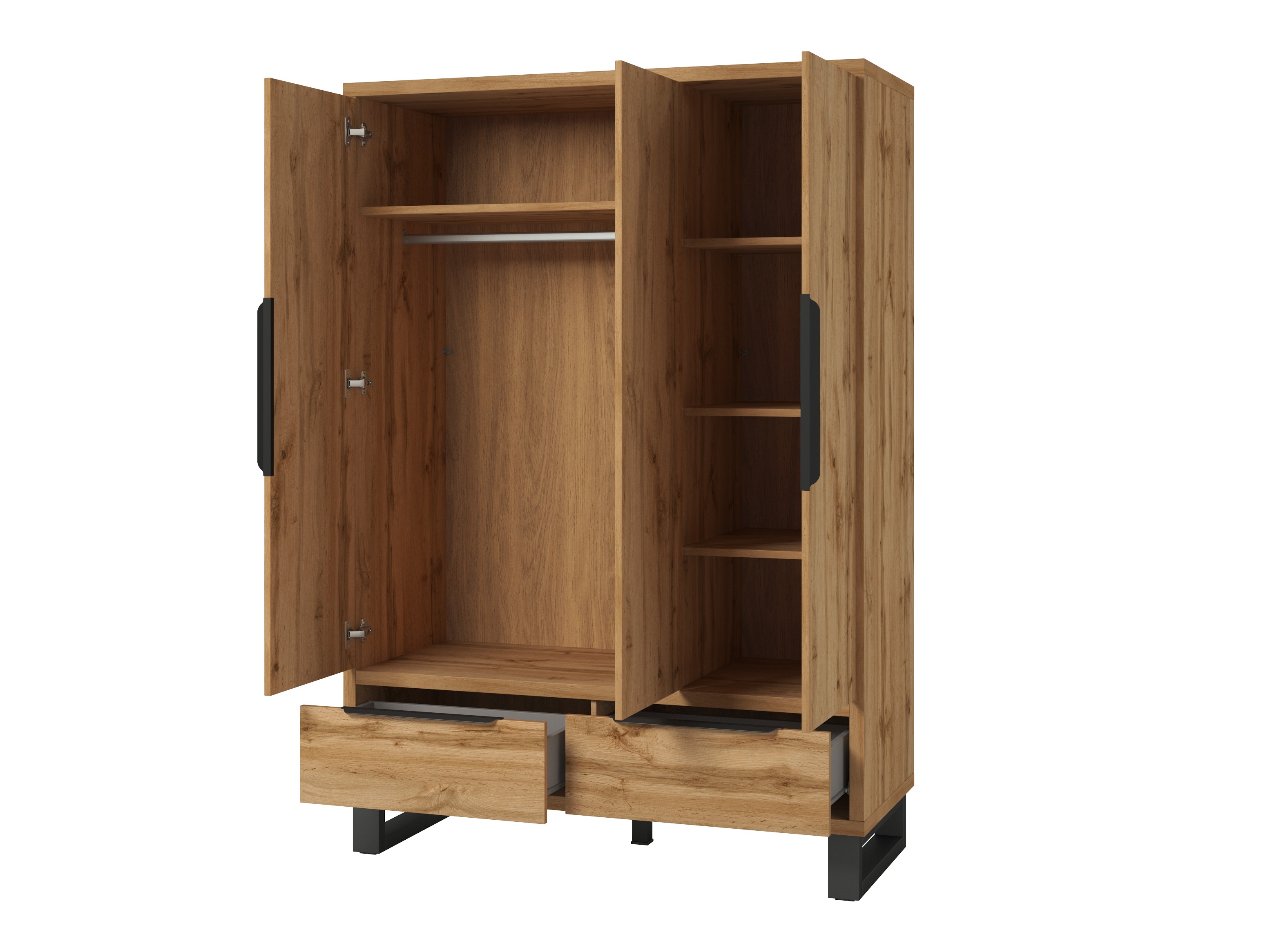Armoire Avicavu 121 (Chêne wotan + Noir)