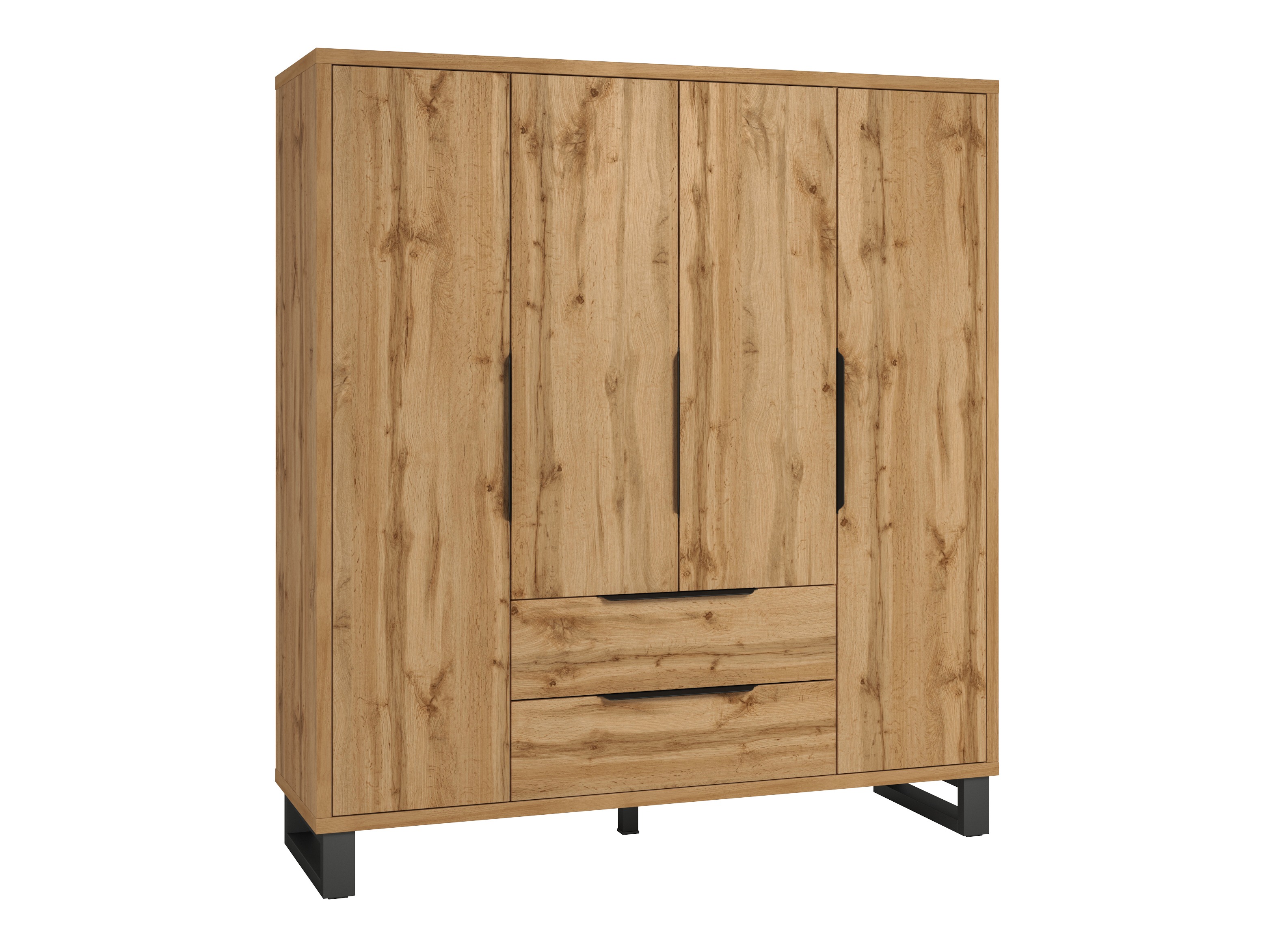 Armoire Avicavu 122 (Chêne wotan + Noir)