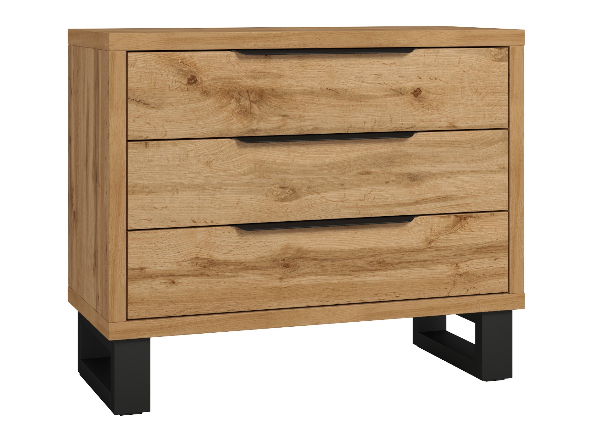 Commode Avicavu 124 (Chêne wotan + Noir)