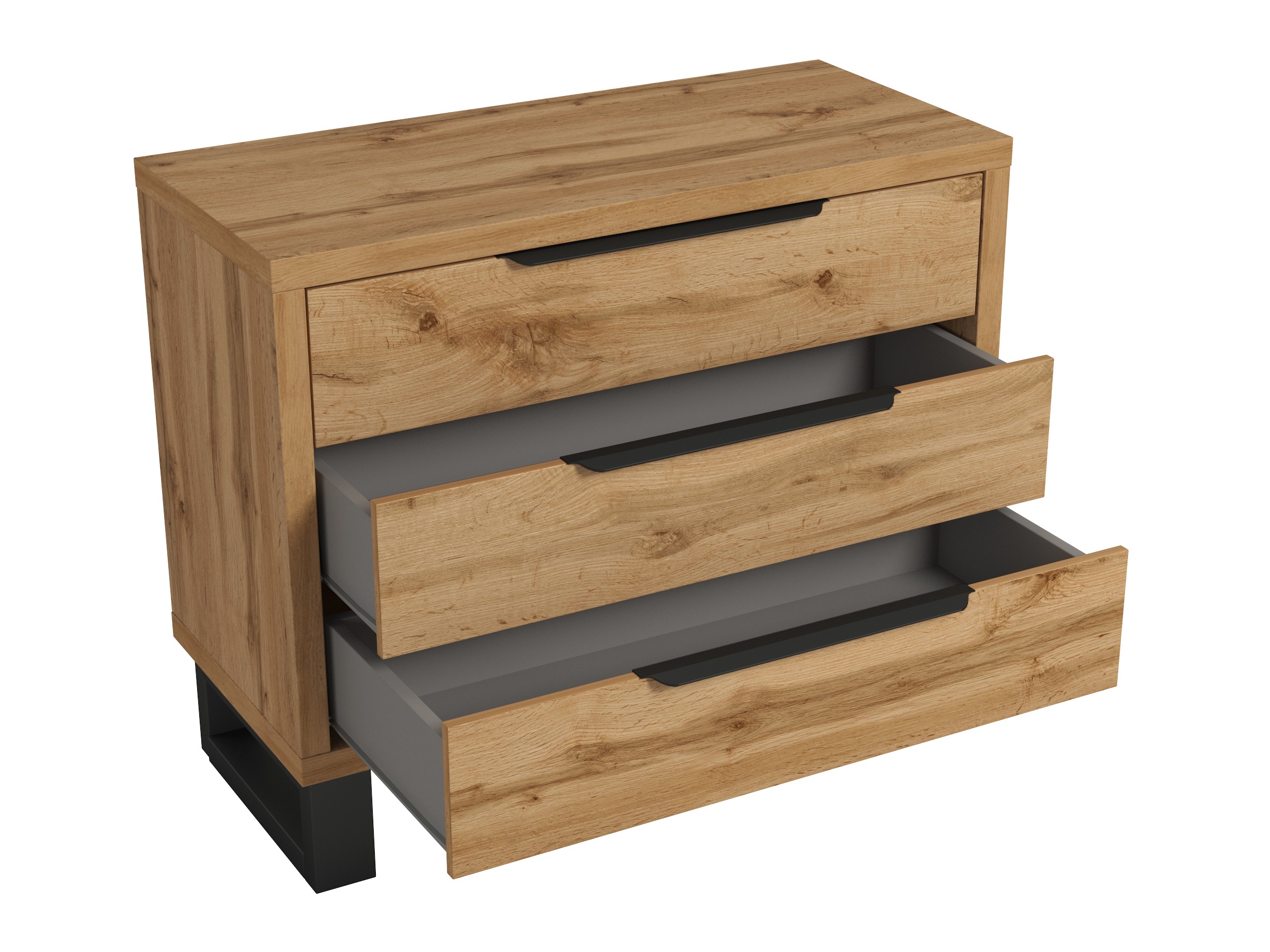 Commode Avicavu 124 (Chêne wotan + Noir)